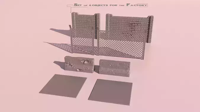 Set of 8 objects for the factory 3D print model