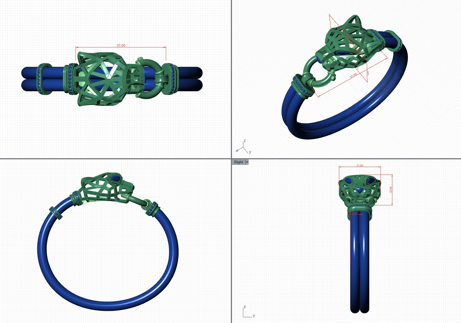 Panther Bracelet 3D print model_12