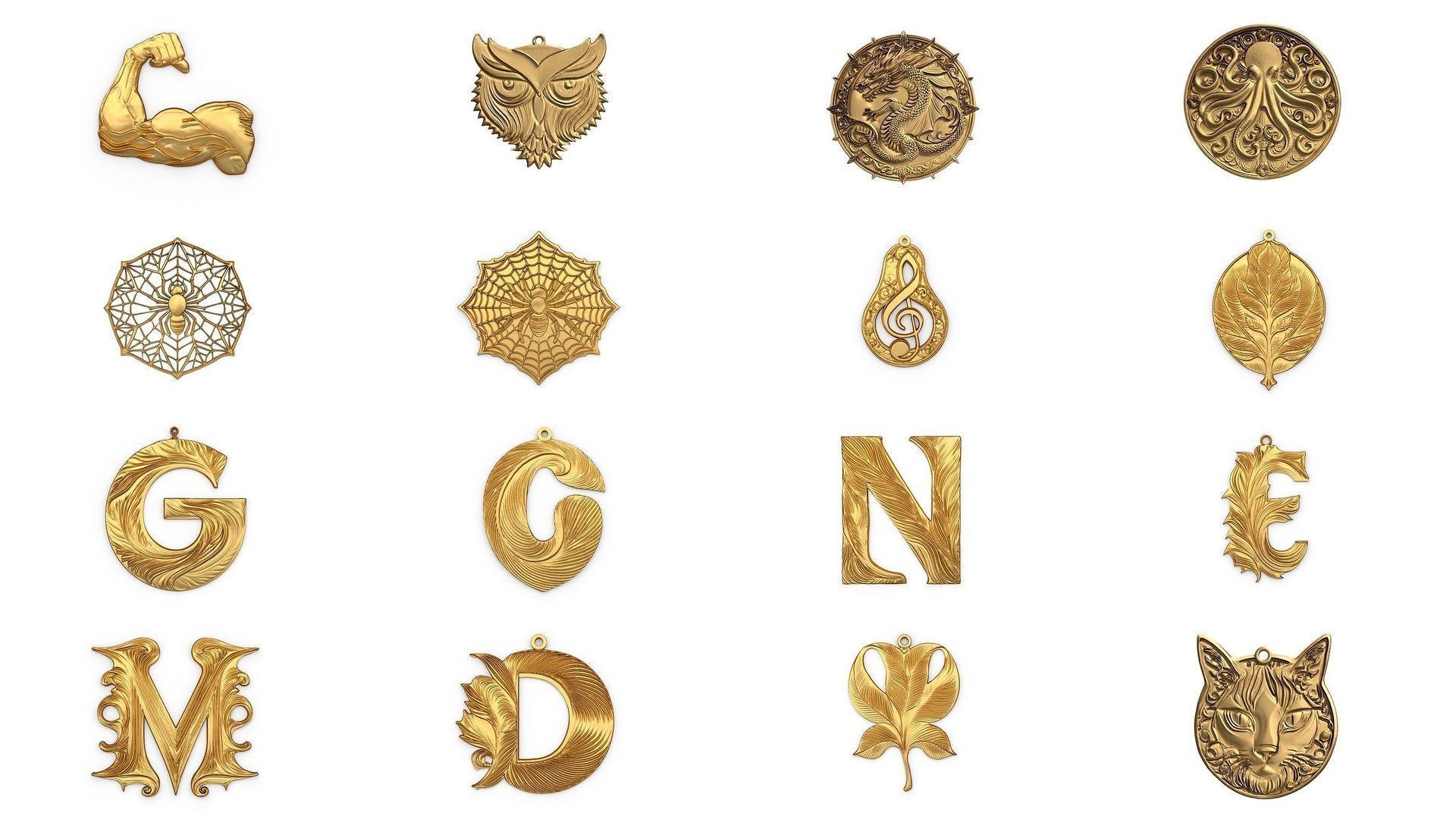 50 pendant printable jewelry 3D print model Pack 01 3D Model 3D Model Collection_3