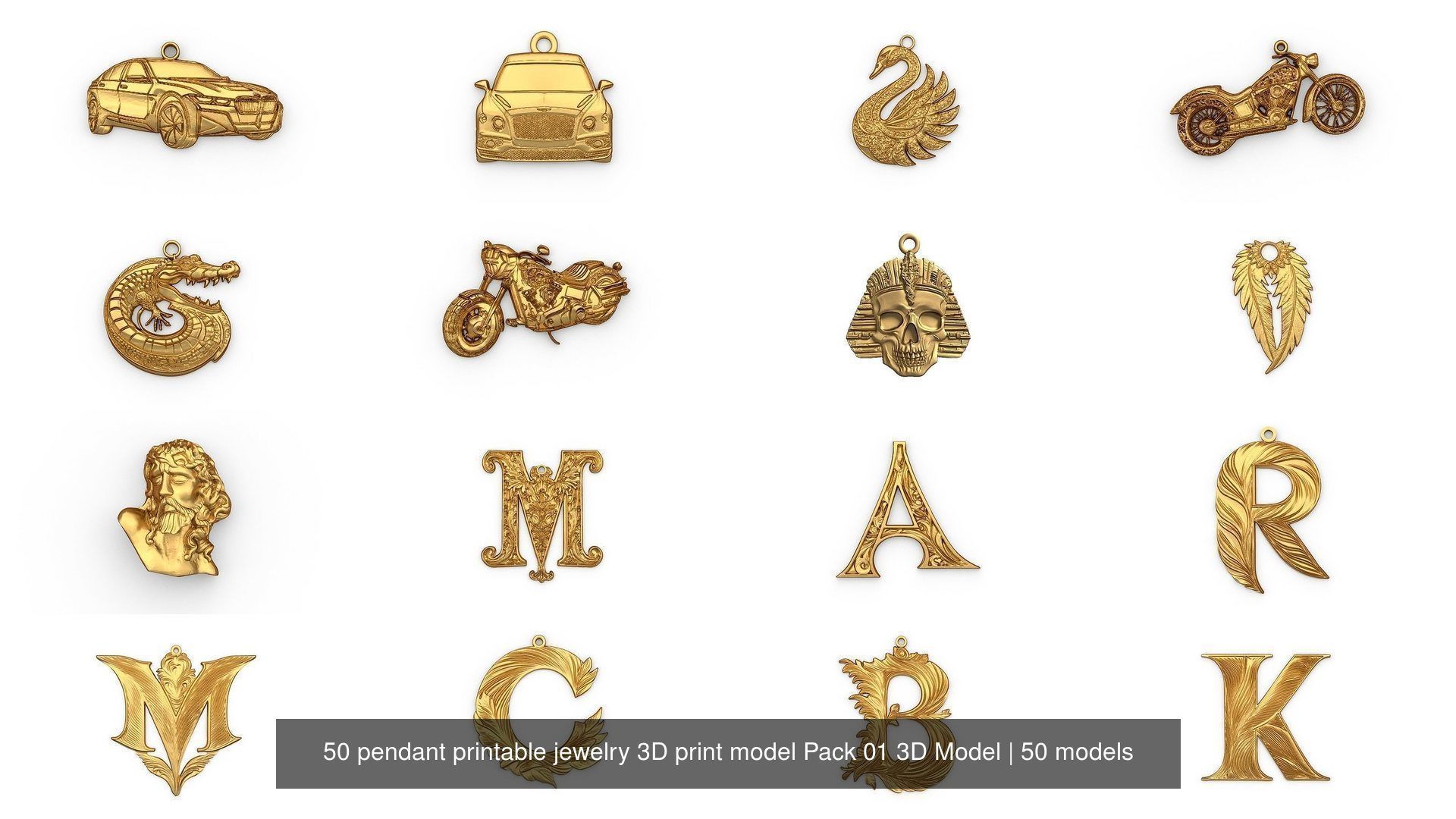 50 pendant printable jewelry 3D print model Pack 01 3D Model 3D Model Collection_2