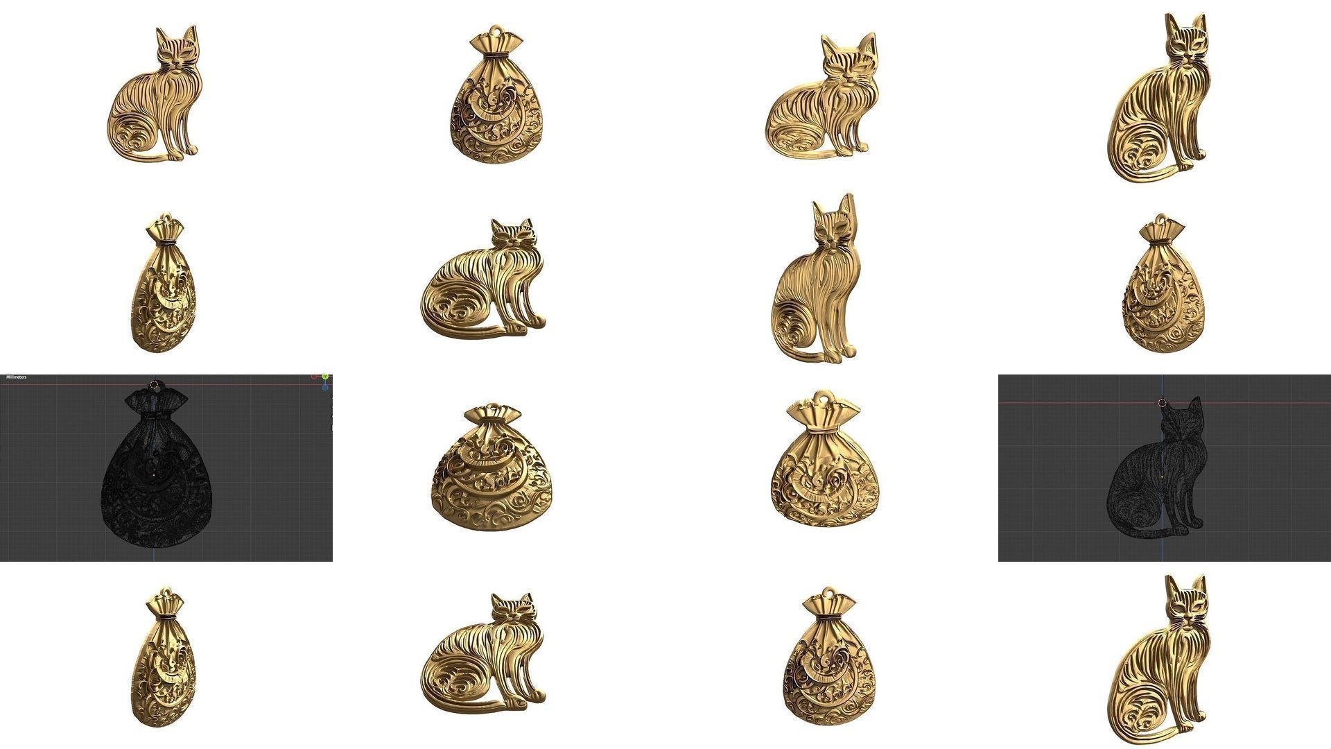 50 pendant printable jewelry 3D print model Pack 01 3D Model 3D Model Collection_5