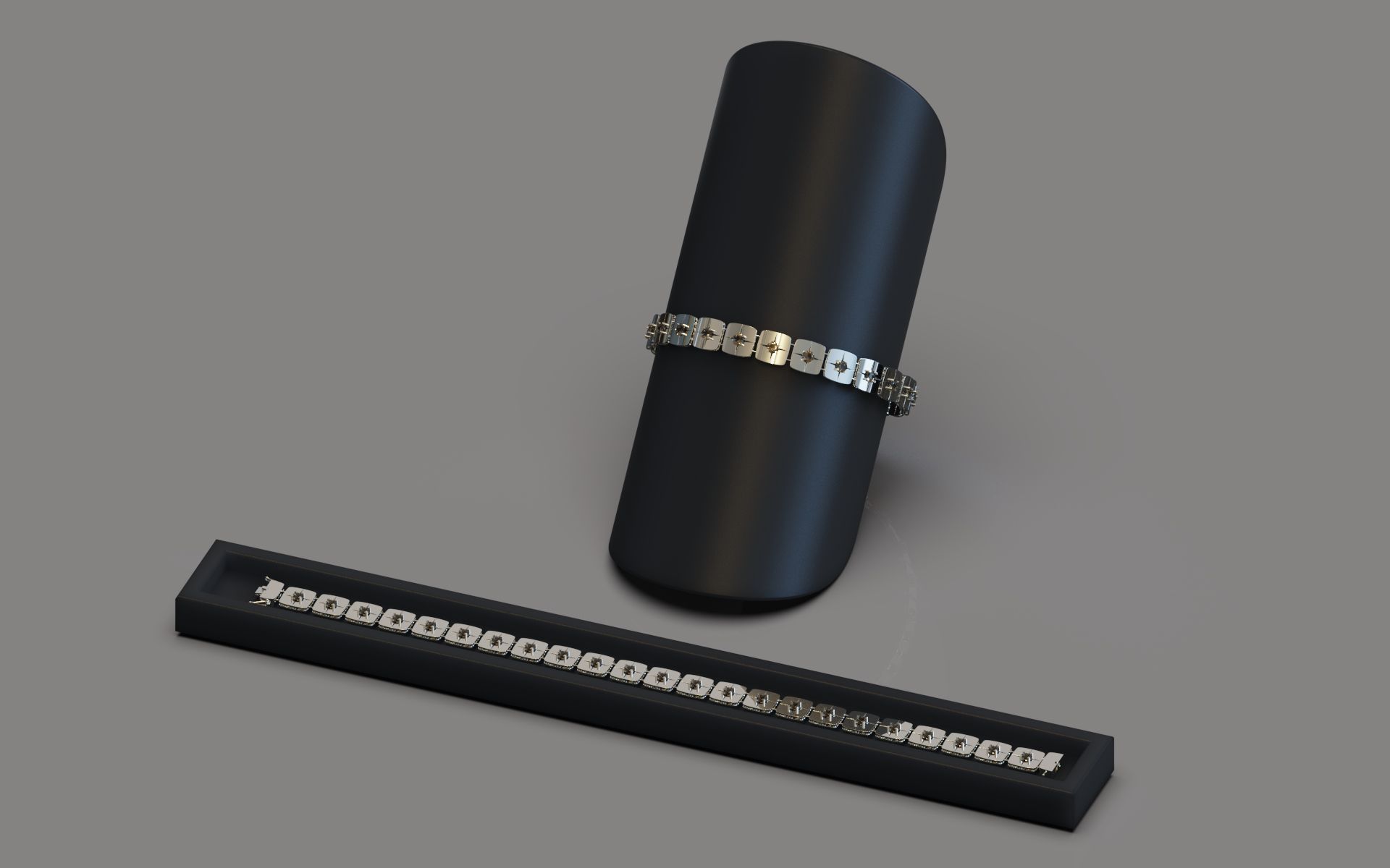  bracelet in gold or silver round stone 3D model_1