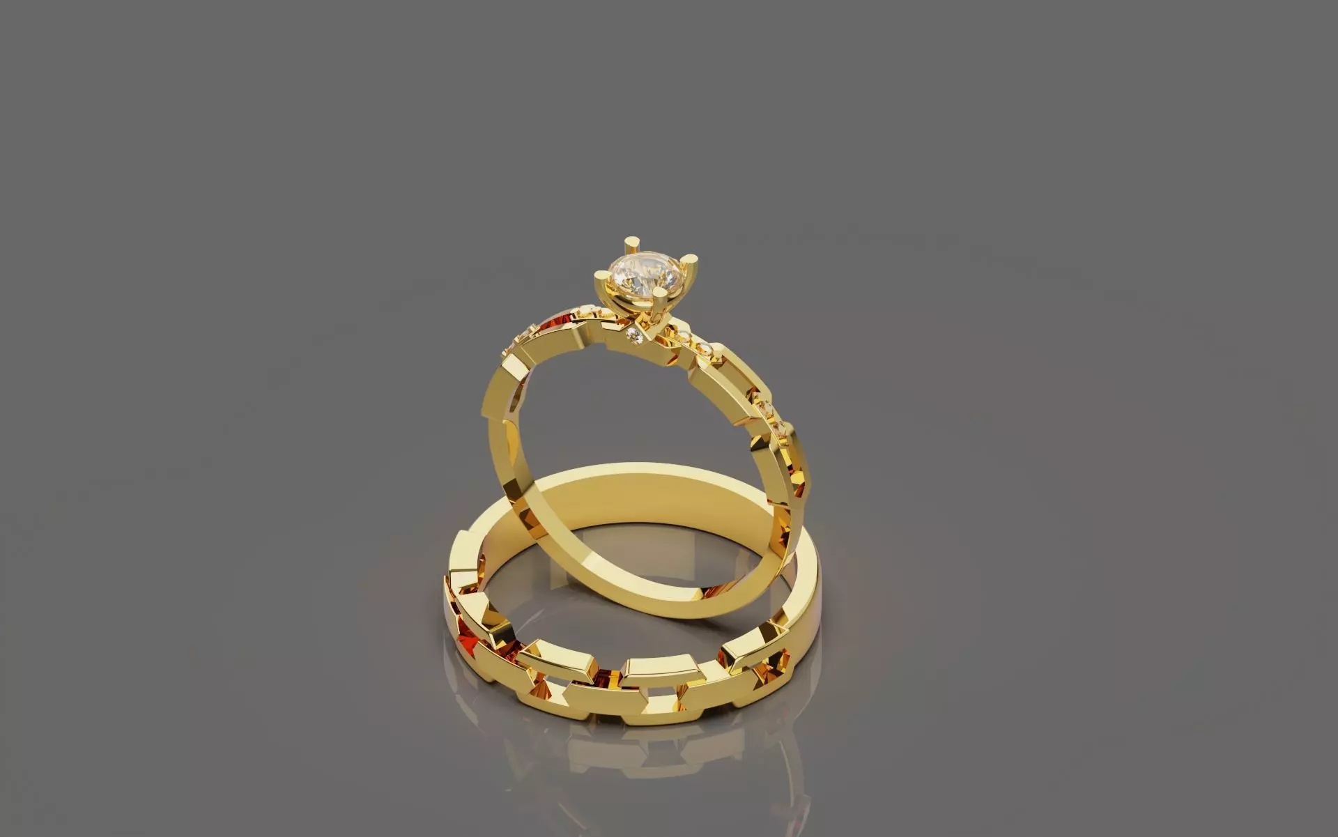 gold wedding rings 3D model_0