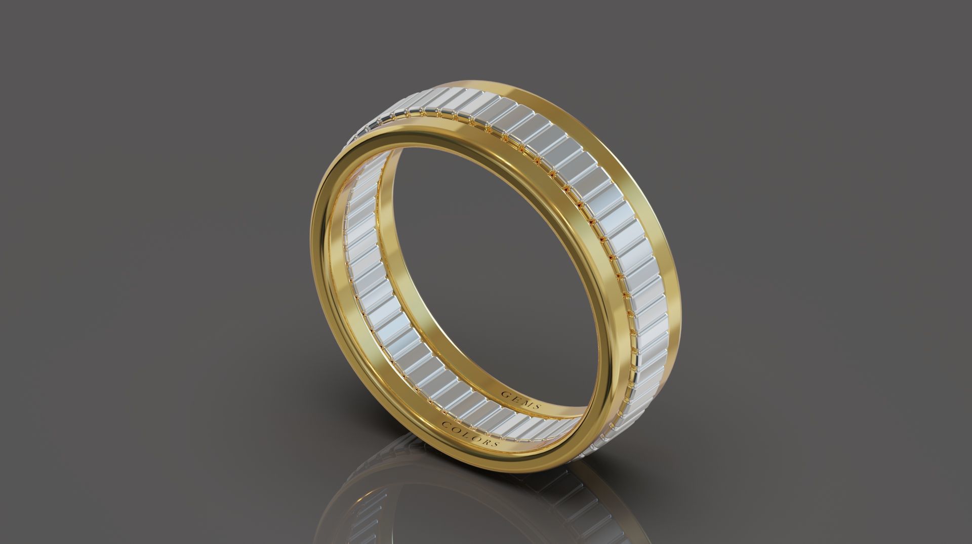 modern men gold or silver ring  3D model_3