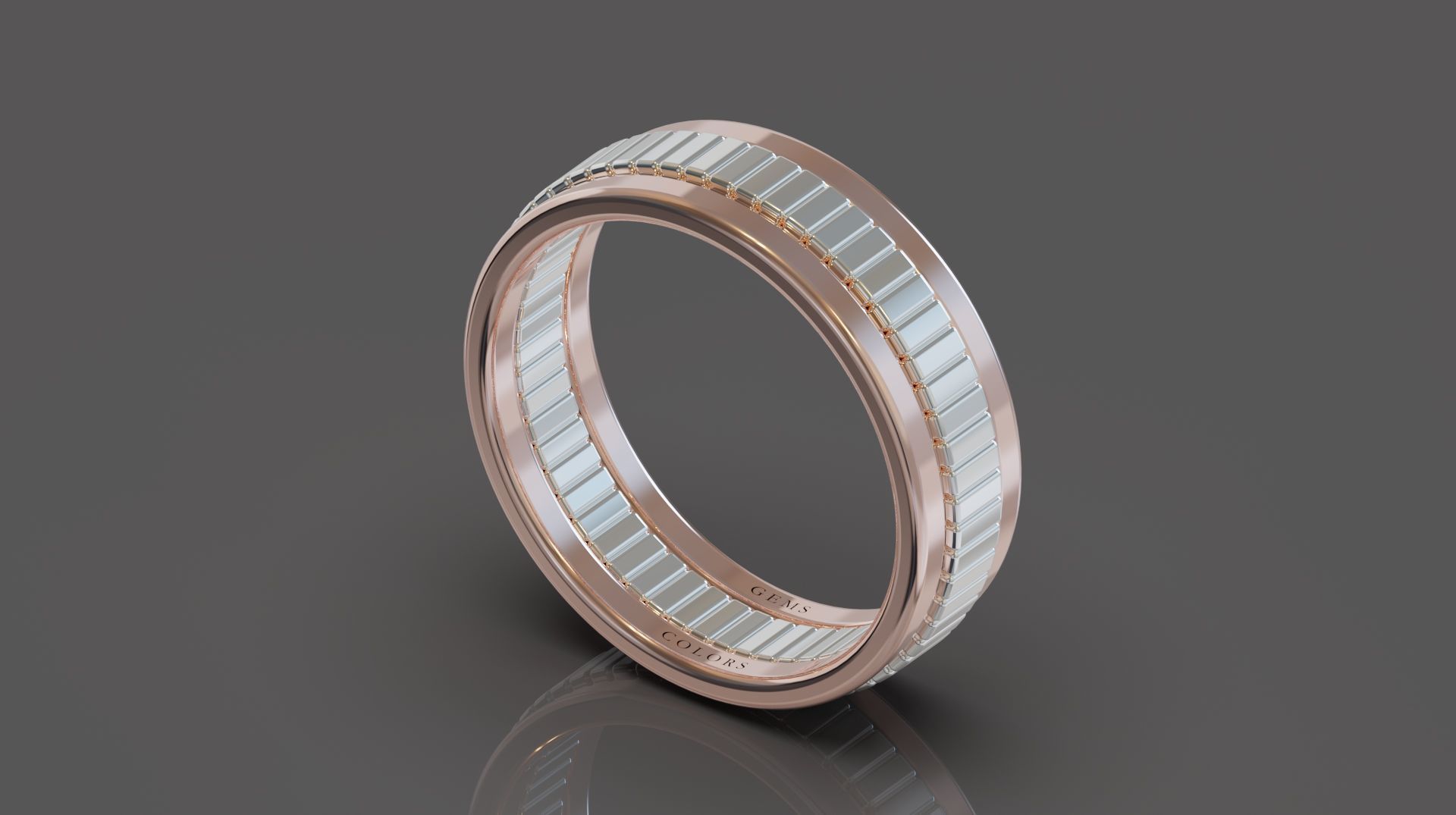 modern men gold or silver ring  3D model_1