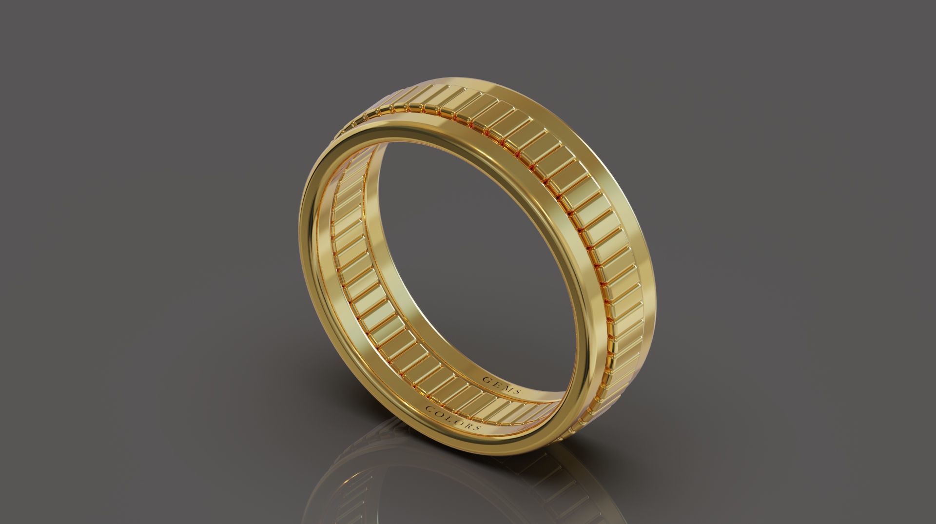 modern men gold or silver ring  3D model_2