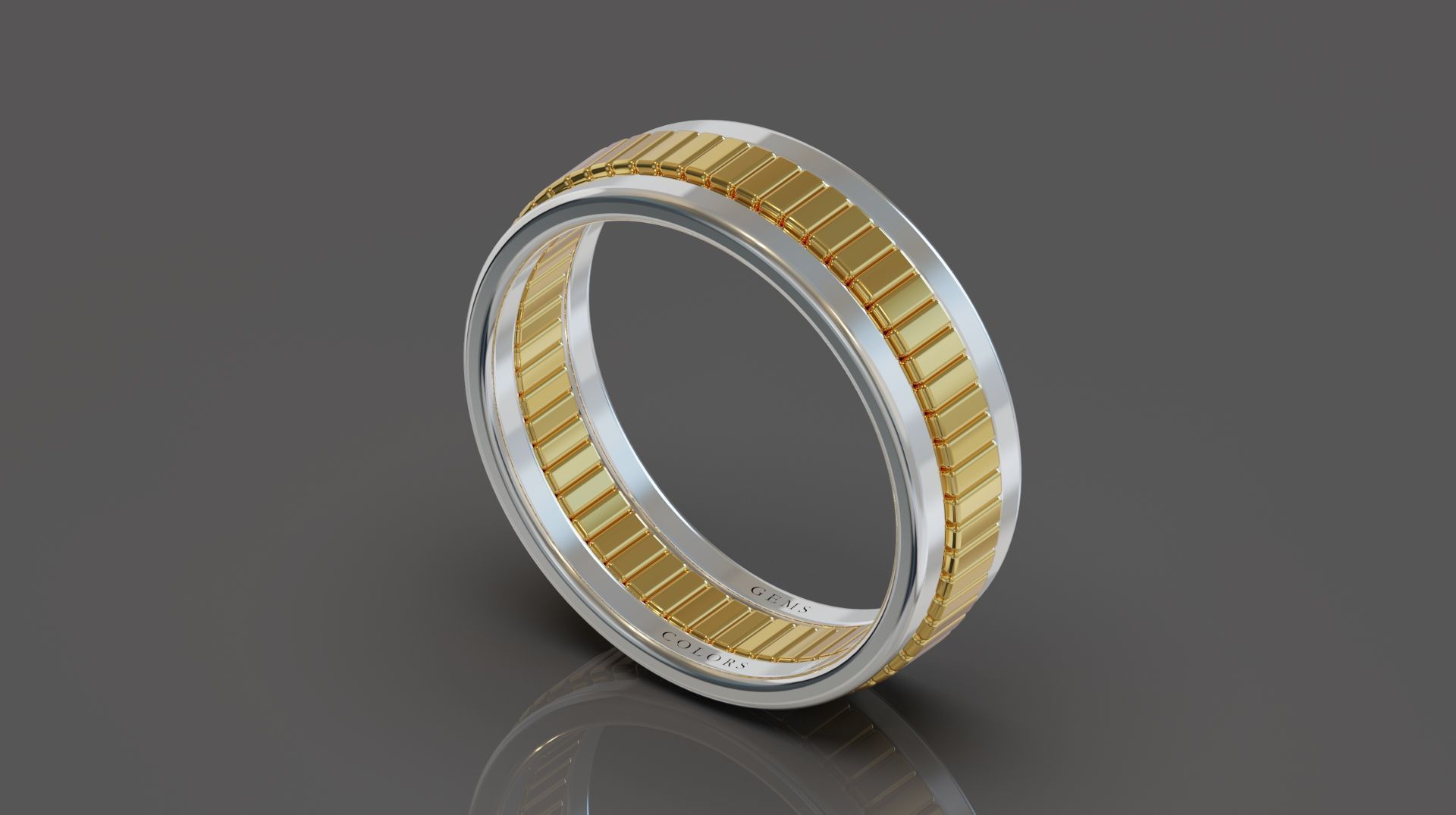 modern men gold or silver ring  3D model_4