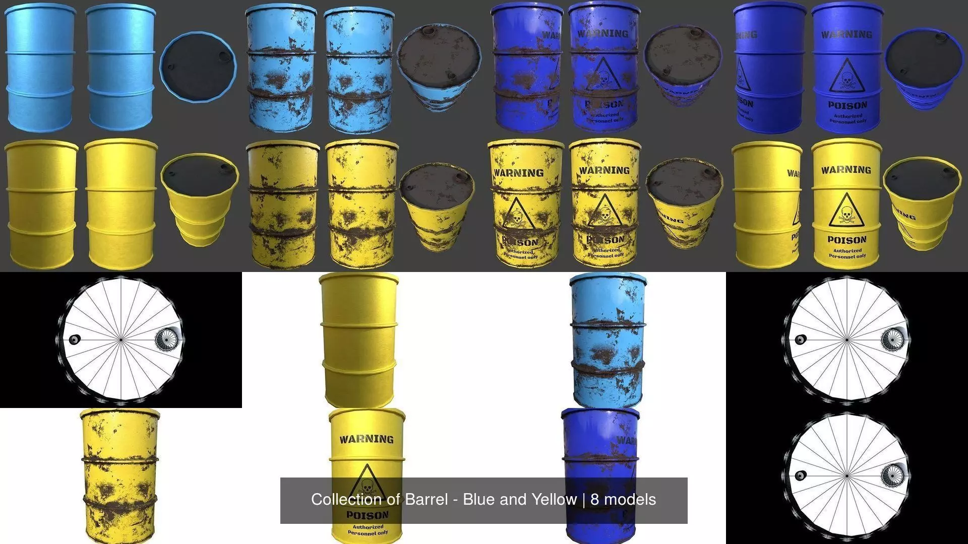Collection of Barrel - Blue and Yellow _0