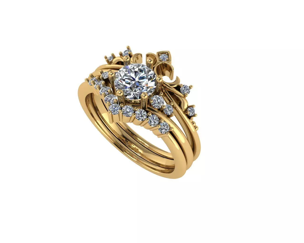 Women diamond engagement ring 3d render 3D print model