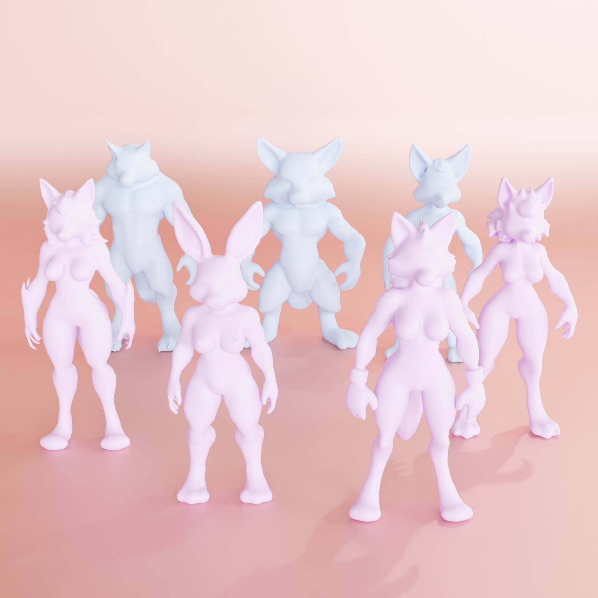 Fyrry character Stylized Basemeshes Bundle Low-poly 3D model_1