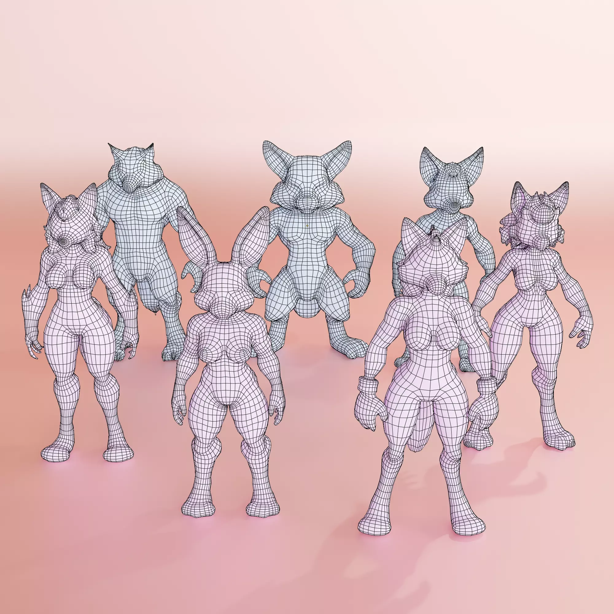 Fyrry character Stylized Basemeshes Bundle Low-poly 3D model_0