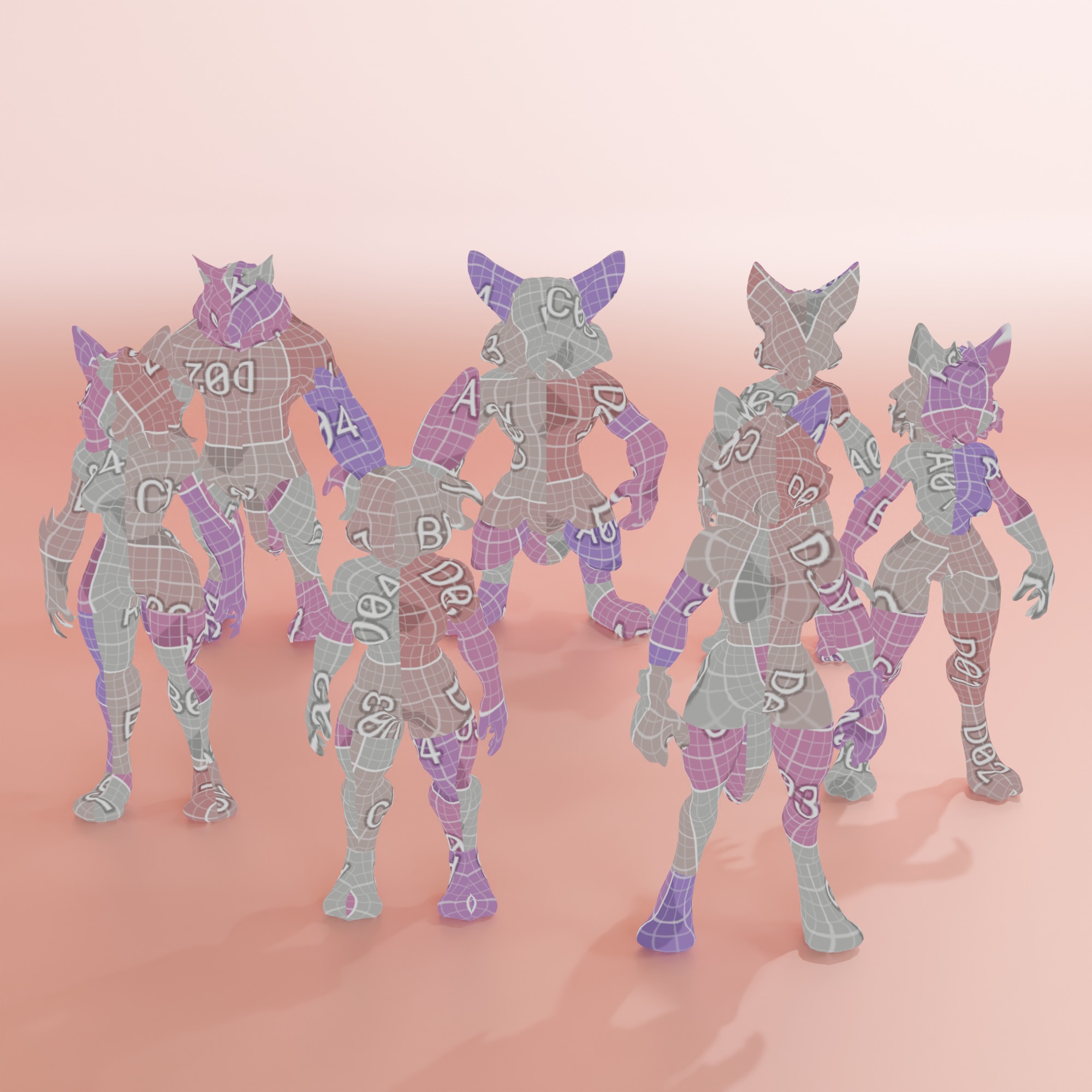 Fyrry character Stylized Basemeshes Bundle Low-poly 3D model_2