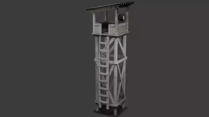 Watchtower with Military Crates and Spotligh