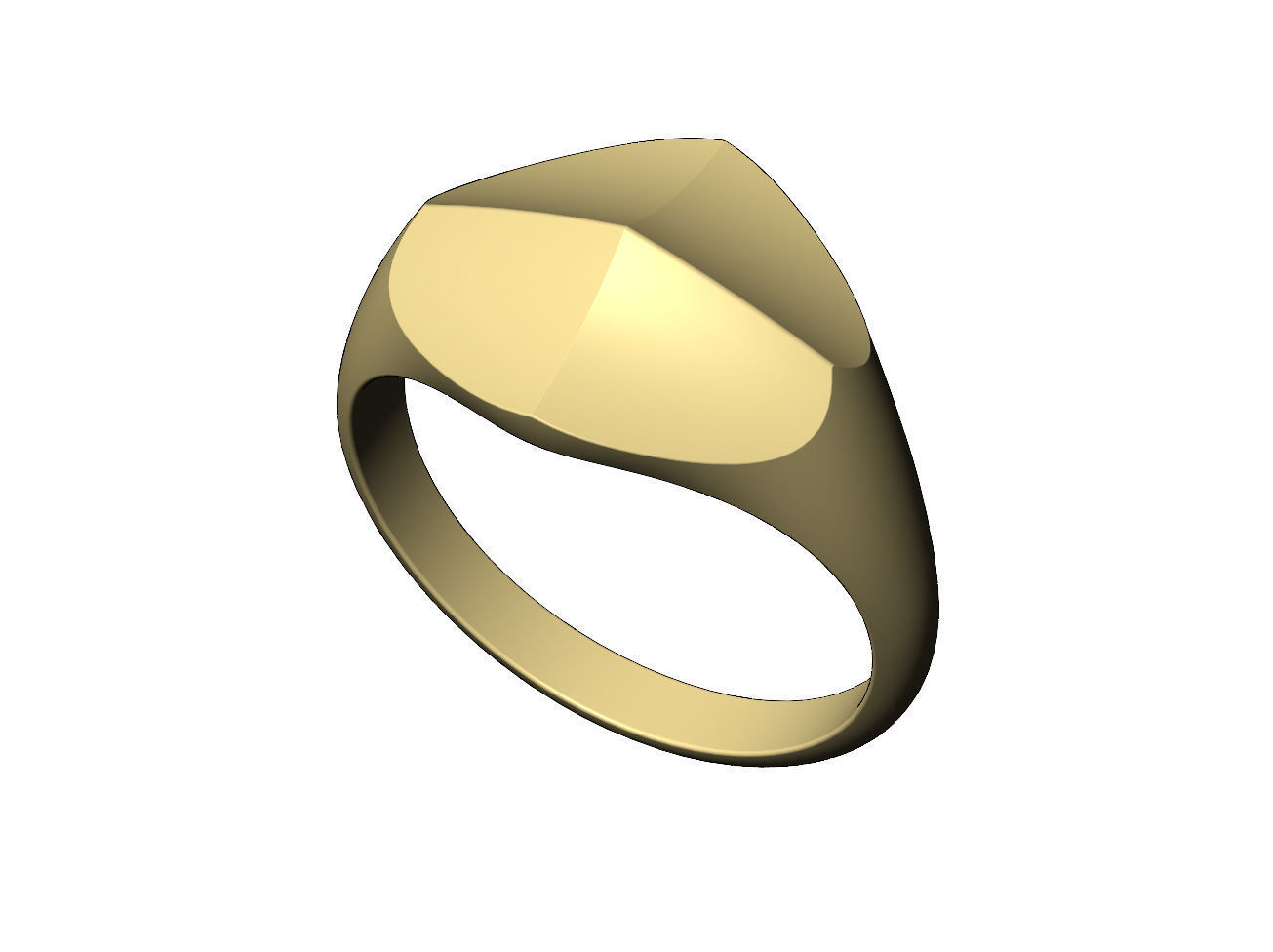Four faceted curved faces signet ring US sizes 6to12 3D print model_6