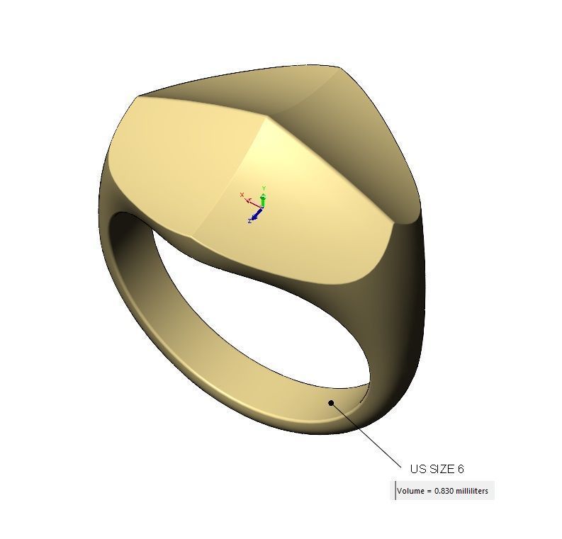 Four faceted curved faces signet ring US sizes 6to12 3D print model_12
