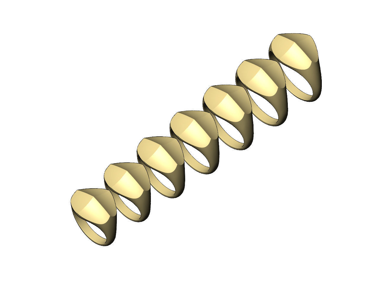 Four faceted curved faces signet ring US sizes 6to12 3D print model_5