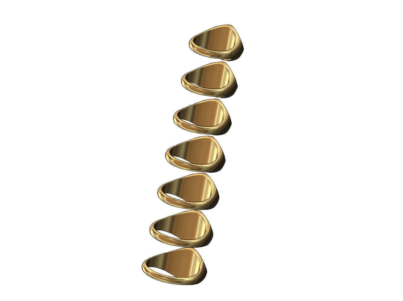 Four faceted curved faces signet ring US sizes 6to12 3D print model_4