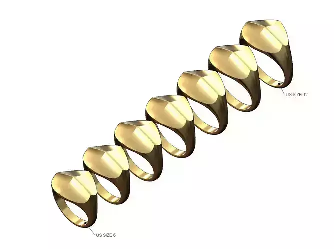 Four faceted curved faces signet ring US sizes 6to12