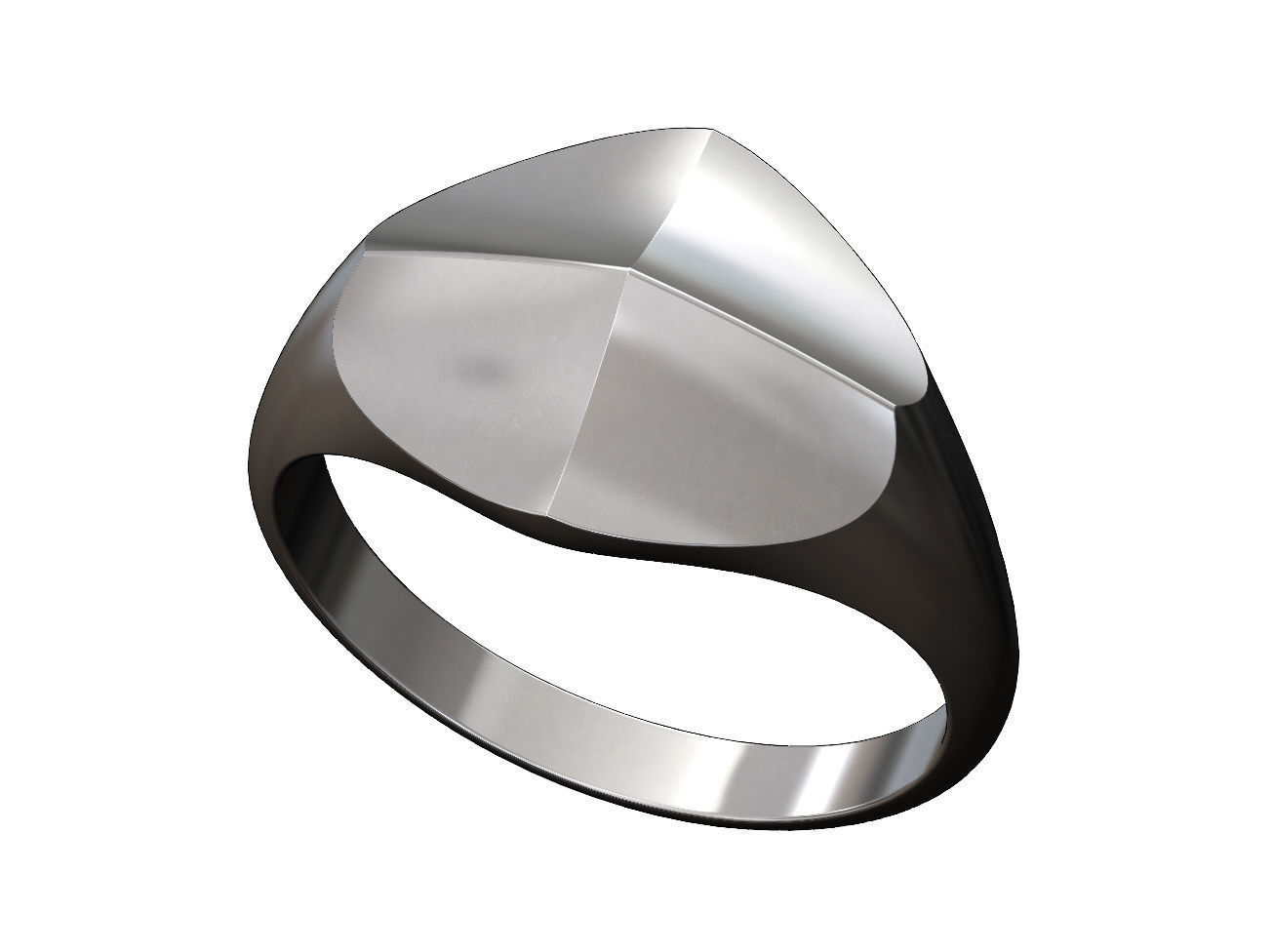 Four faceted curved faces signet ring US sizes 6to12 3D print model_10