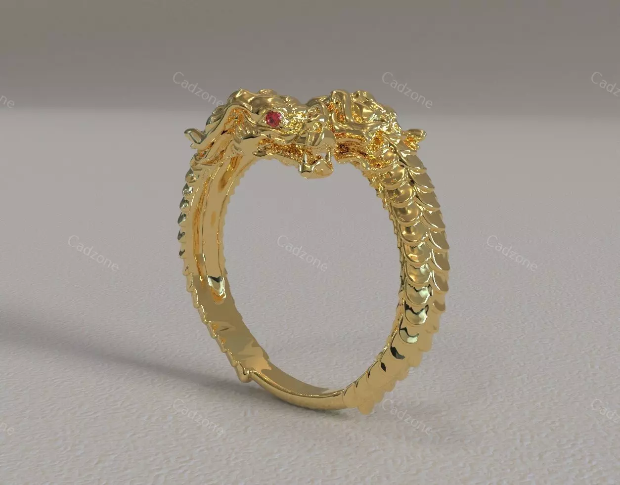Dragon Head Gold Ring - 3D Printable Model 3D print model
