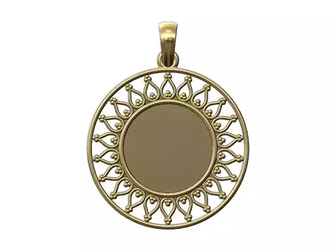 Bead crown halo memory pendant with bail