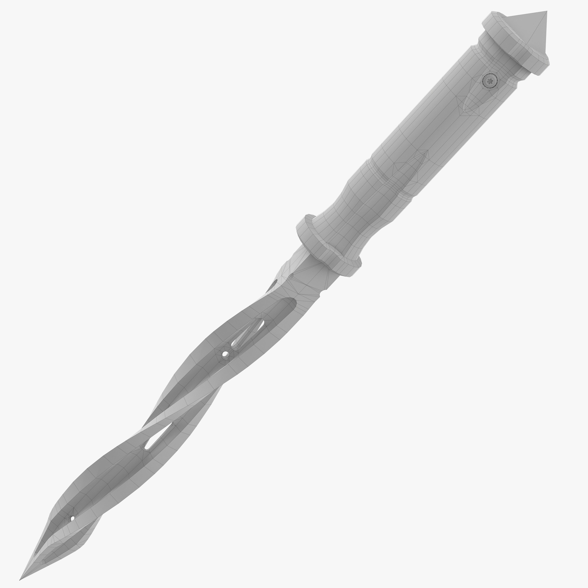 Combat knife Low-poly 3D model_9