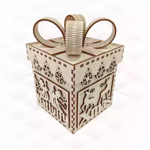 Christmas gift Box Bow laser cutting design 3D print model