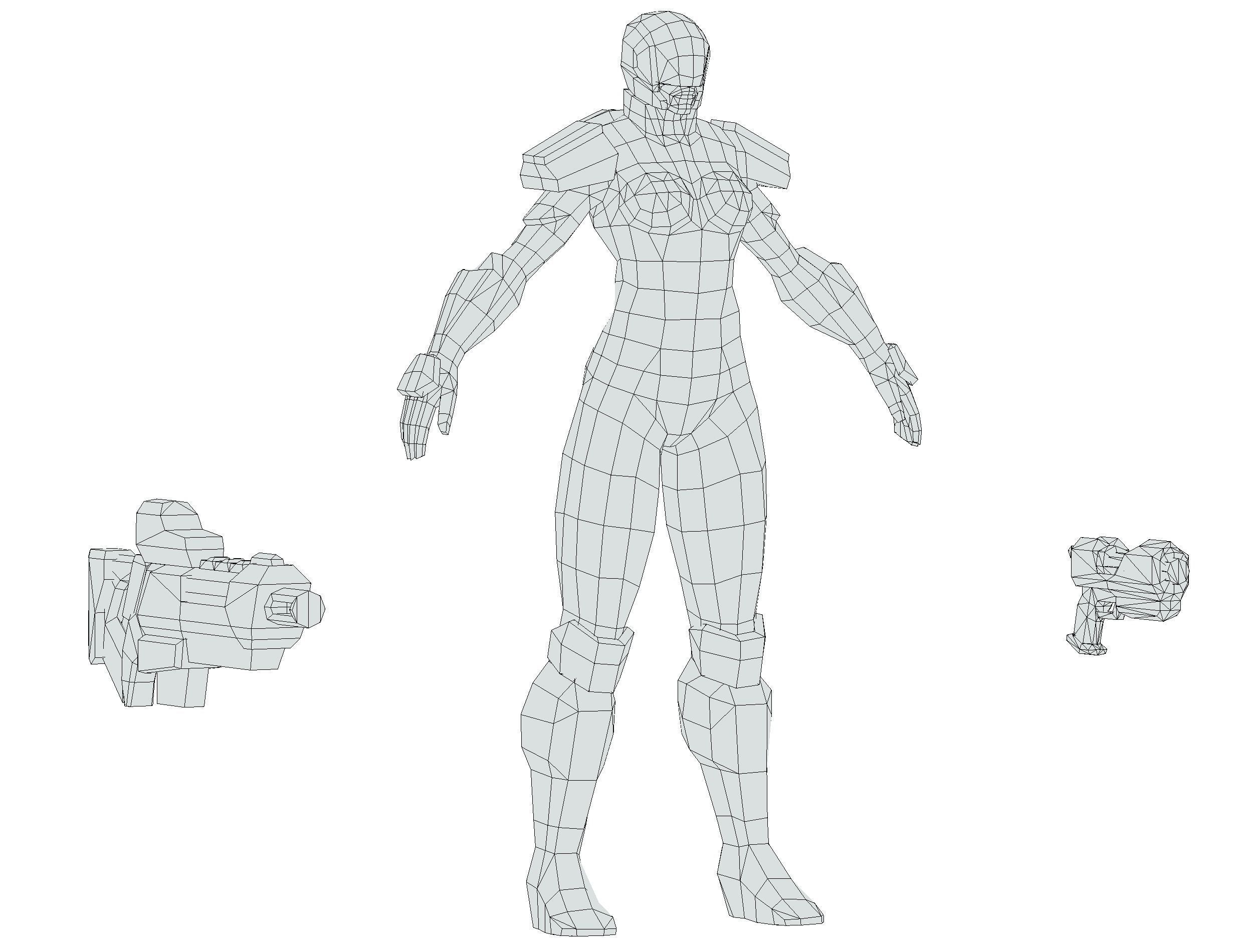 Cartoon Sci-Fi Cyborg Drone Trooper Soldier Low-poly 3D model_84