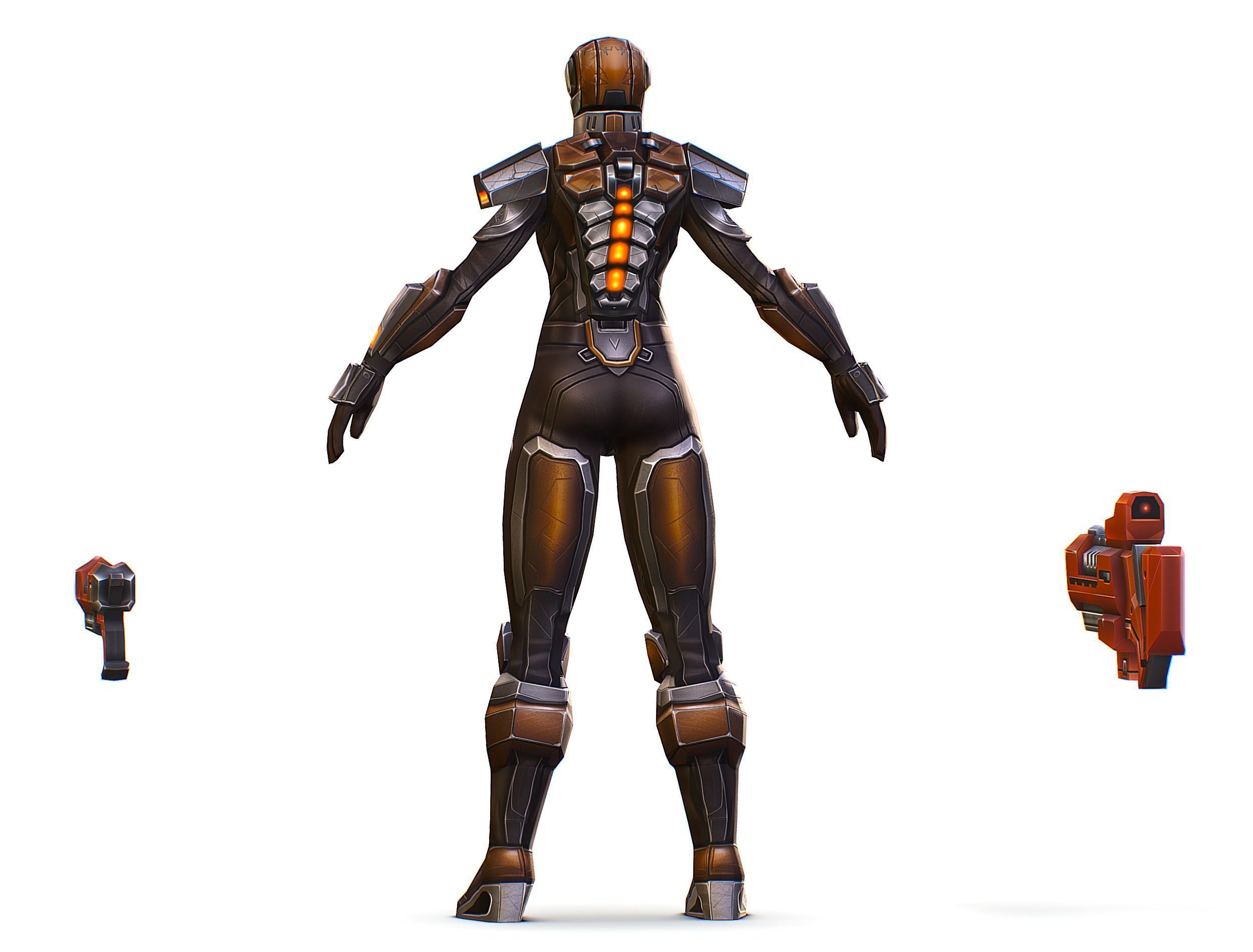 Cartoon Sci-Fi Cyborg Drone Trooper Soldier Low-poly 3D model_6