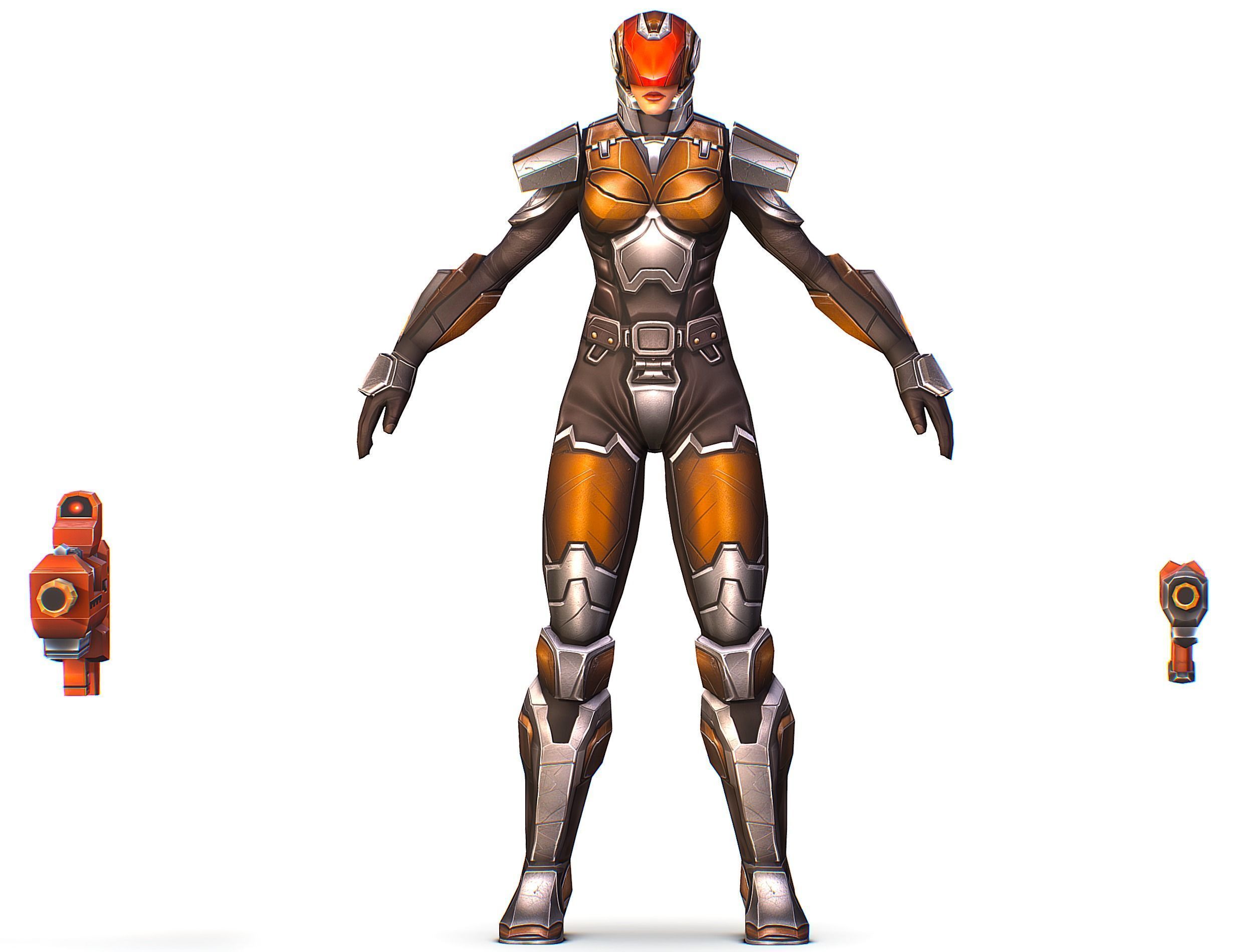 Cartoon Sci-Fi Cyborg Drone Trooper Soldier Low-poly 3D model_1