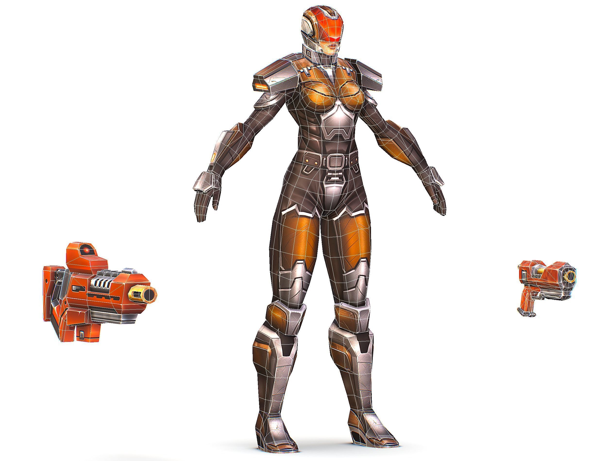 Cartoon Sci-Fi Cyborg Drone Trooper Soldier Low-poly 3D model_81