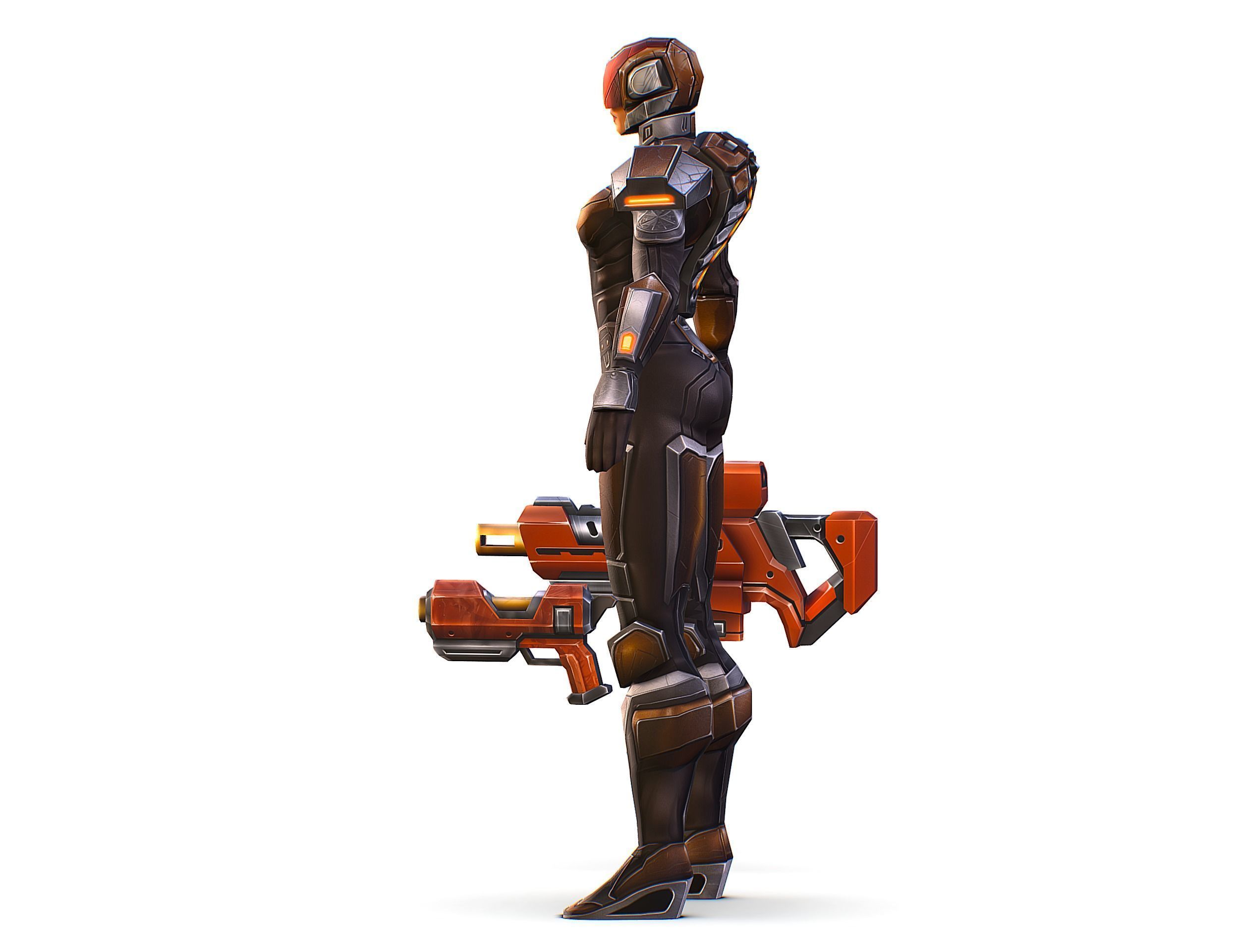 Cartoon Sci-Fi Cyborg Drone Trooper Soldier Low-poly 3D model_4