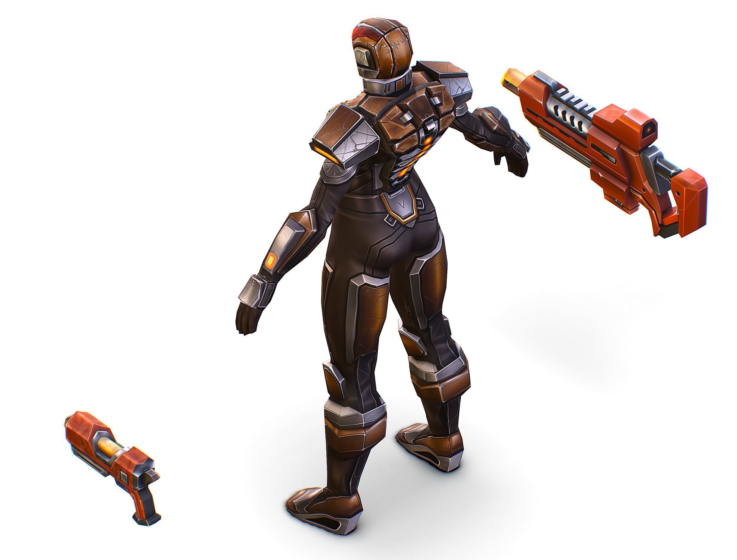 Cartoon Sci-Fi Cyborg Drone Trooper Soldier Low-poly 3D model_30