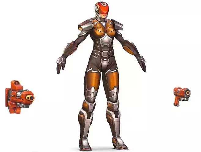 Cartoon Sci-Fi Cyborg Drone Trooper Soldier Low-poly 3D model