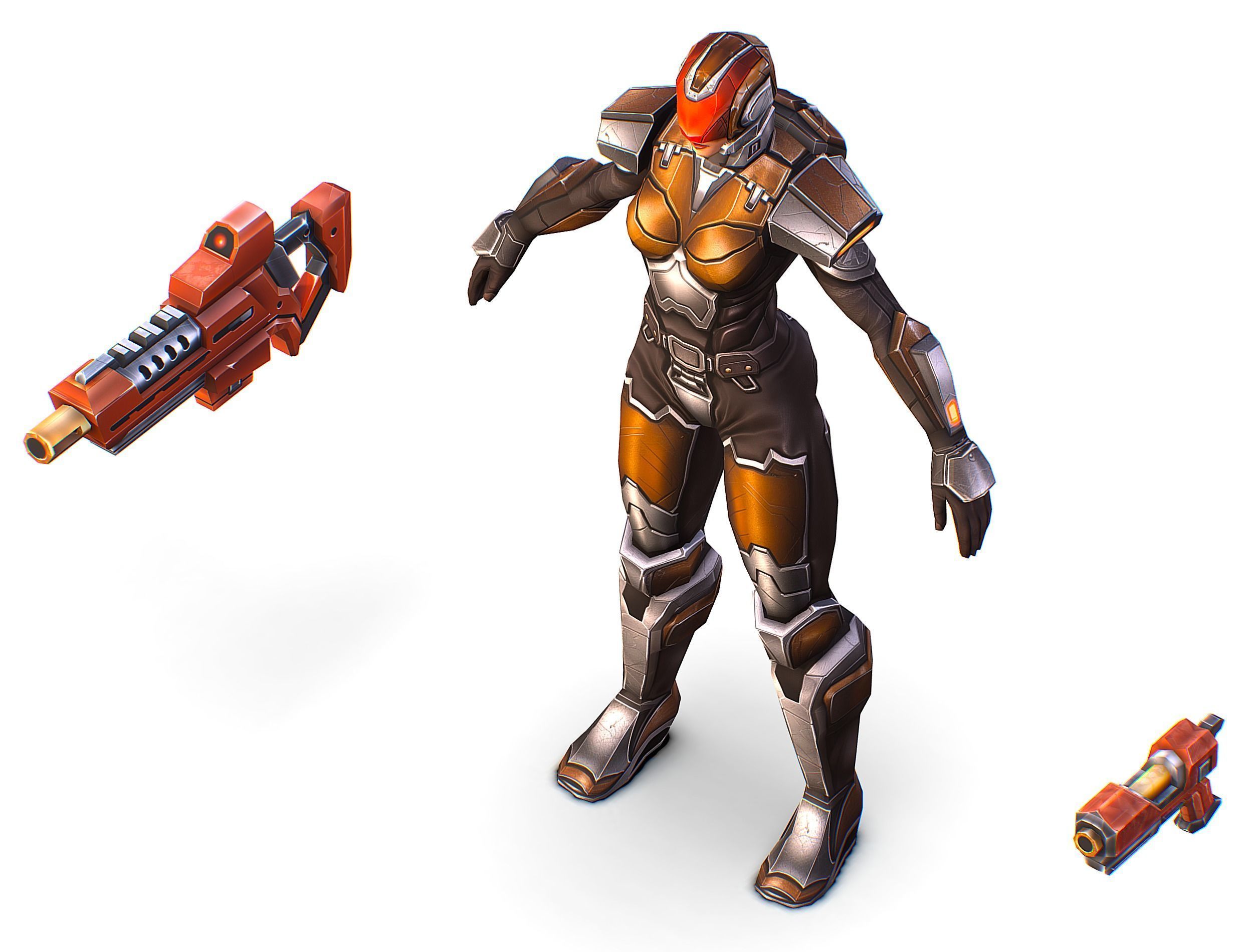 Cartoon Sci-Fi Cyborg Drone Trooper Soldier Low-poly 3D model_29