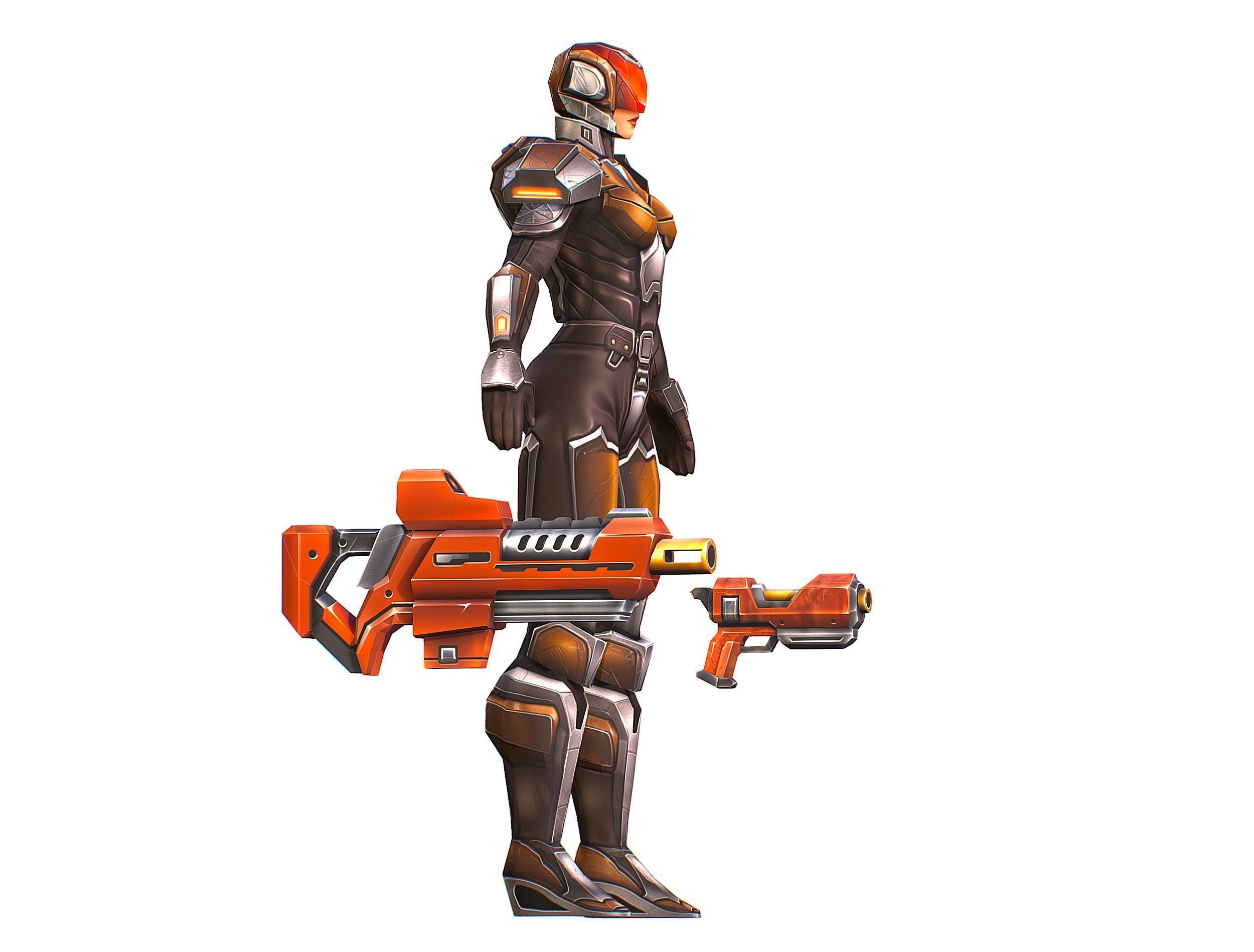 Cartoon Sci-Fi Cyborg Drone Trooper Soldier Low-poly 3D model_9