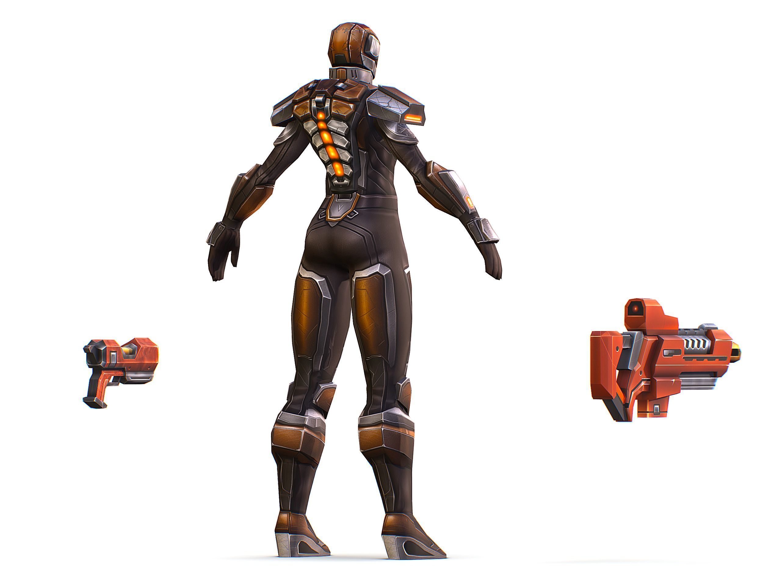 Cartoon Sci-Fi Cyborg Drone Trooper Soldier Low-poly 3D model_7