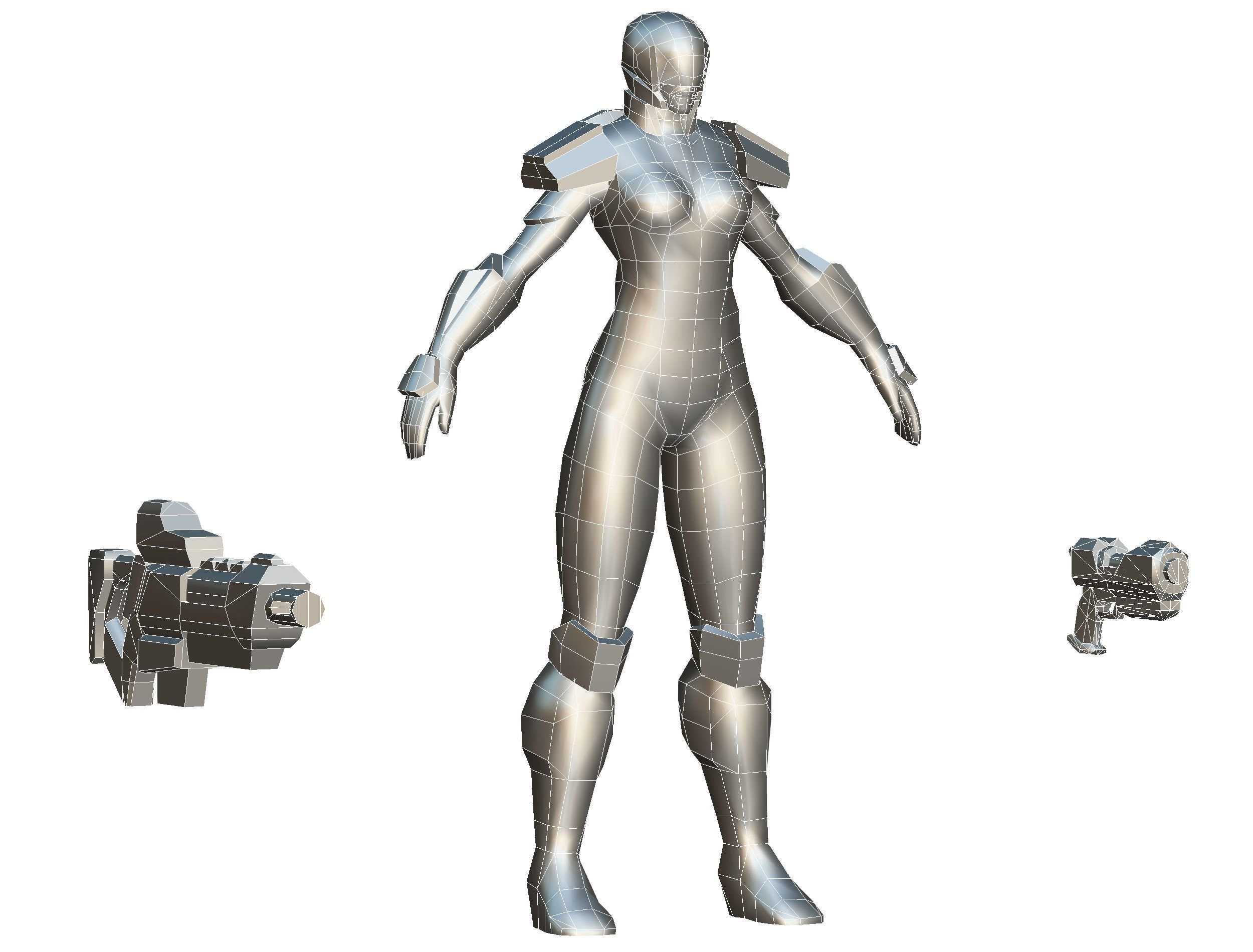 Cartoon Sci-Fi Cyborg Drone Trooper Soldier Low-poly 3D model_82