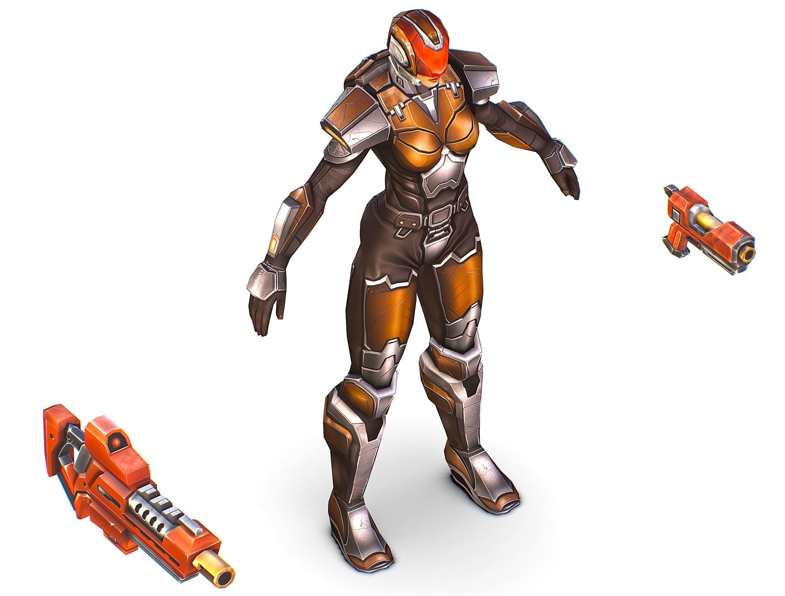 Cartoon Sci-Fi Cyborg Drone Trooper Soldier Low-poly 3D model_28