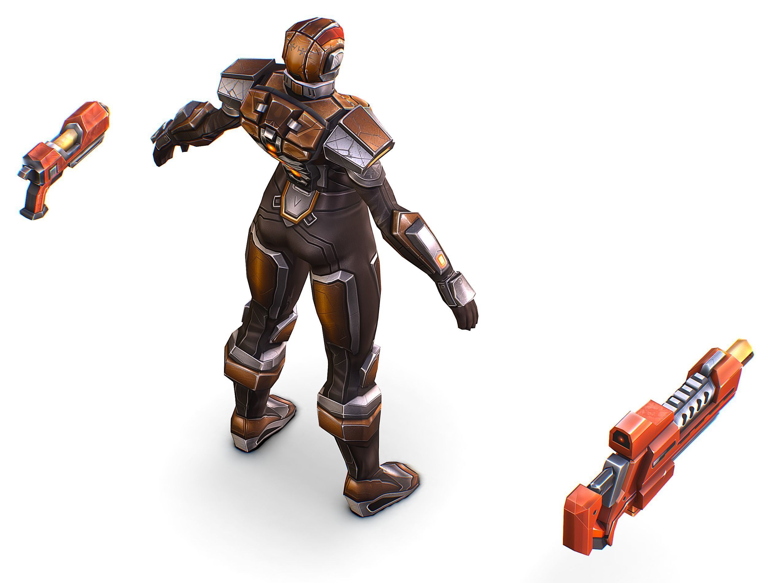 Cartoon Sci-Fi Cyborg Drone Trooper Soldier Low-poly 3D model_31