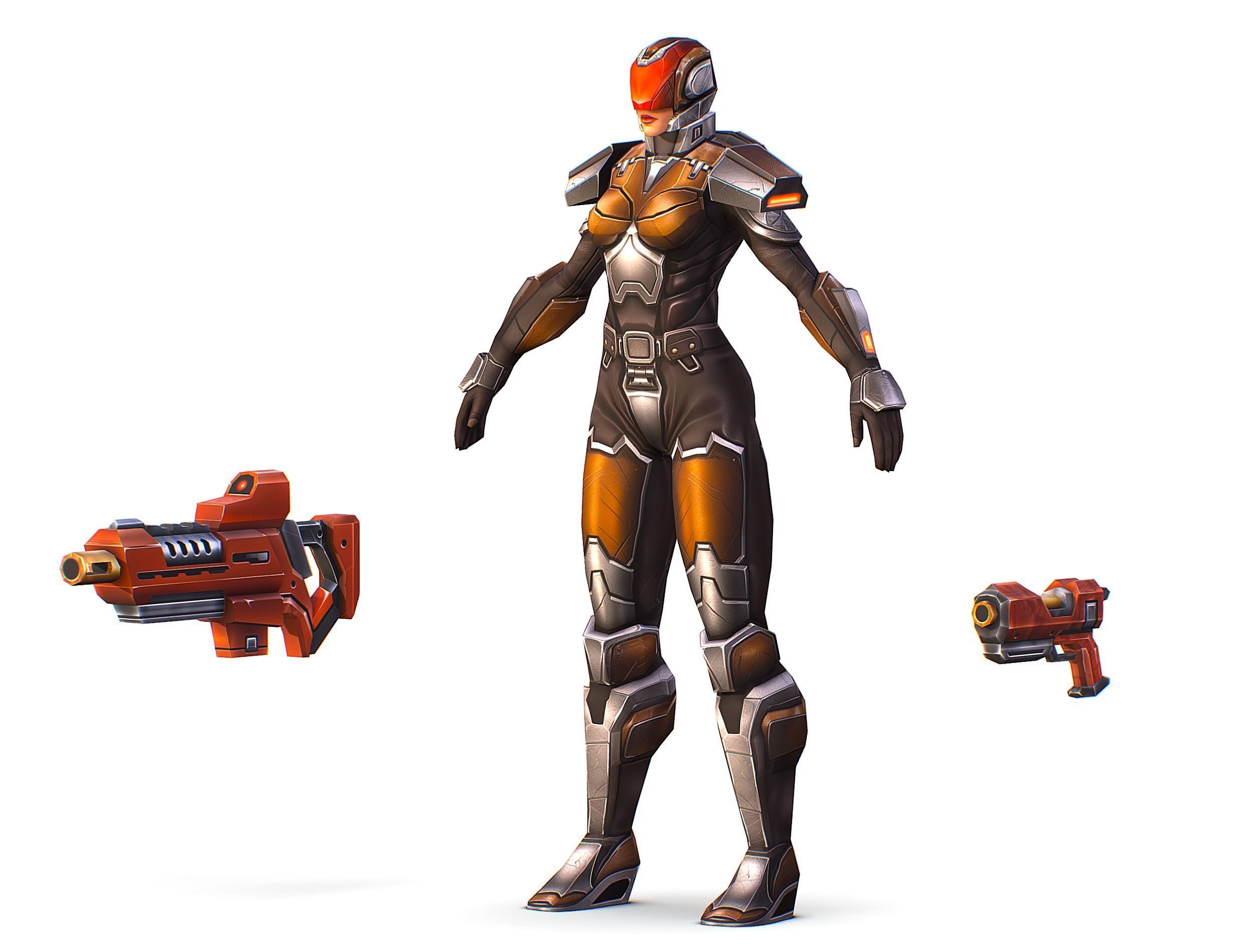 Cartoon Sci-Fi Cyborg Drone Trooper Soldier Low-poly 3D model_2