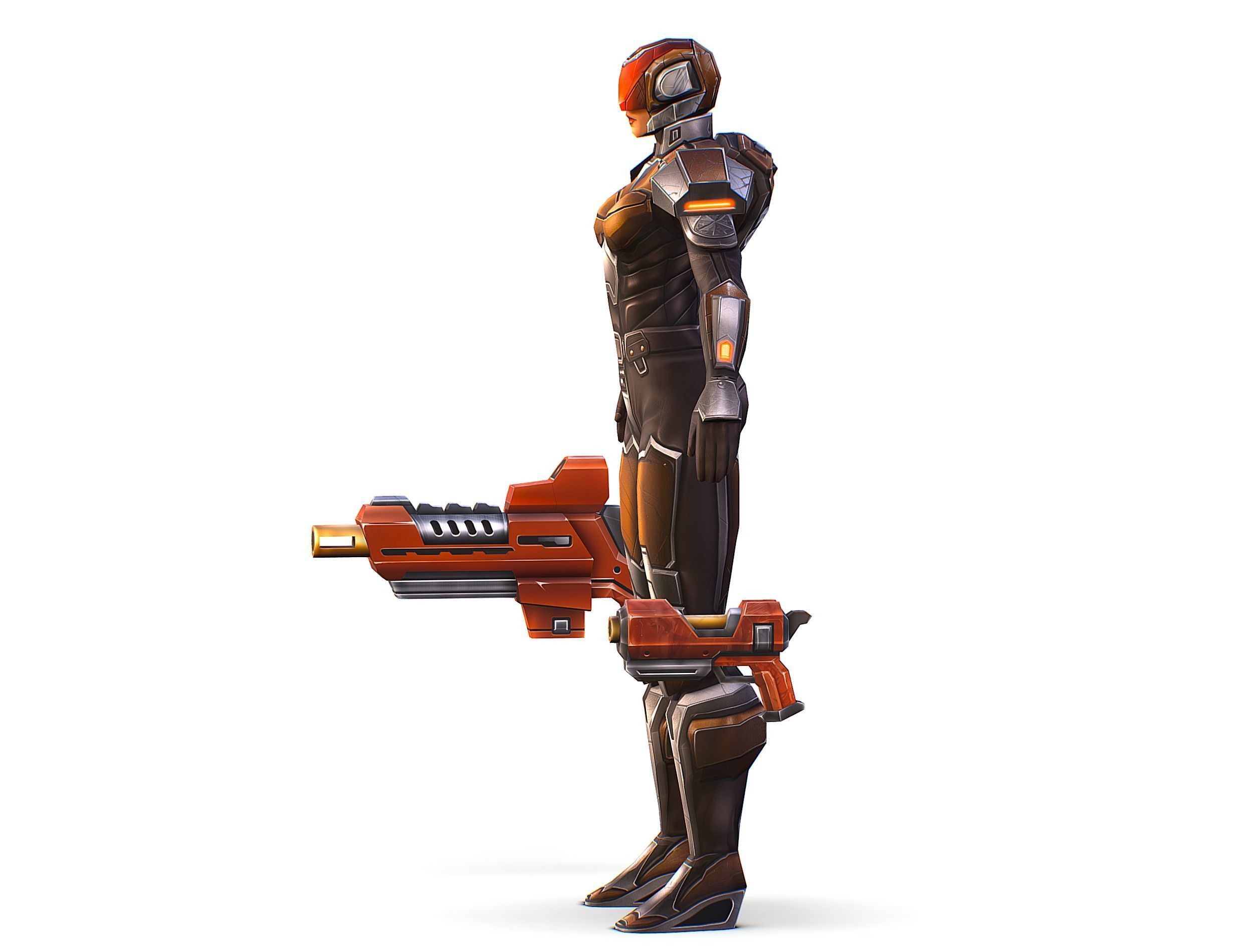 Cartoon Sci-Fi Cyborg Drone Trooper Soldier Low-poly 3D model_3