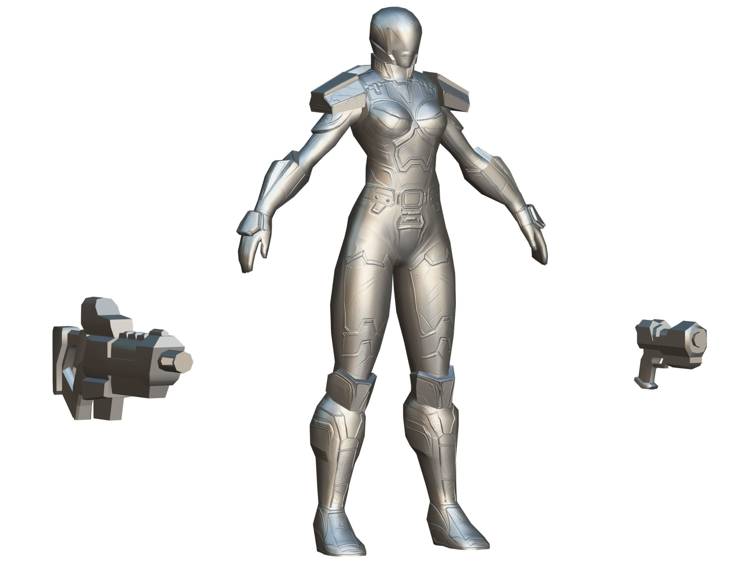 Cartoon Sci-Fi Cyborg Drone Trooper Soldier Low-poly 3D model_83