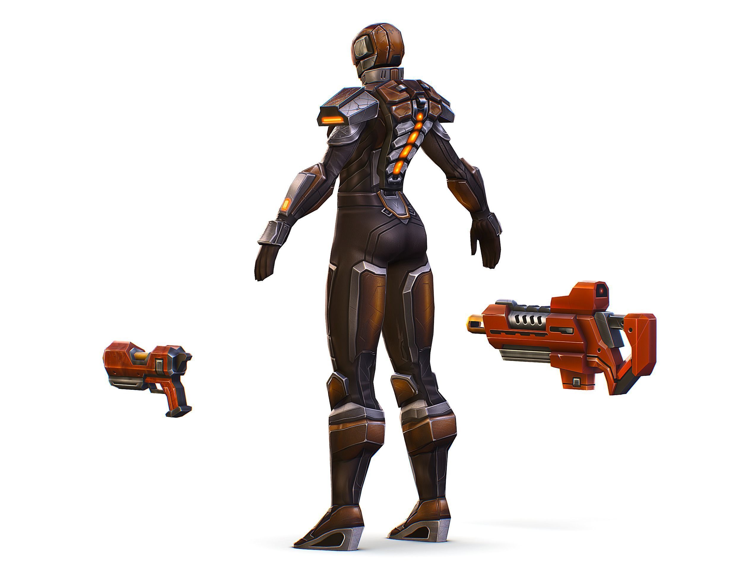 Cartoon Sci-Fi Cyborg Drone Trooper Soldier Low-poly 3D model_5