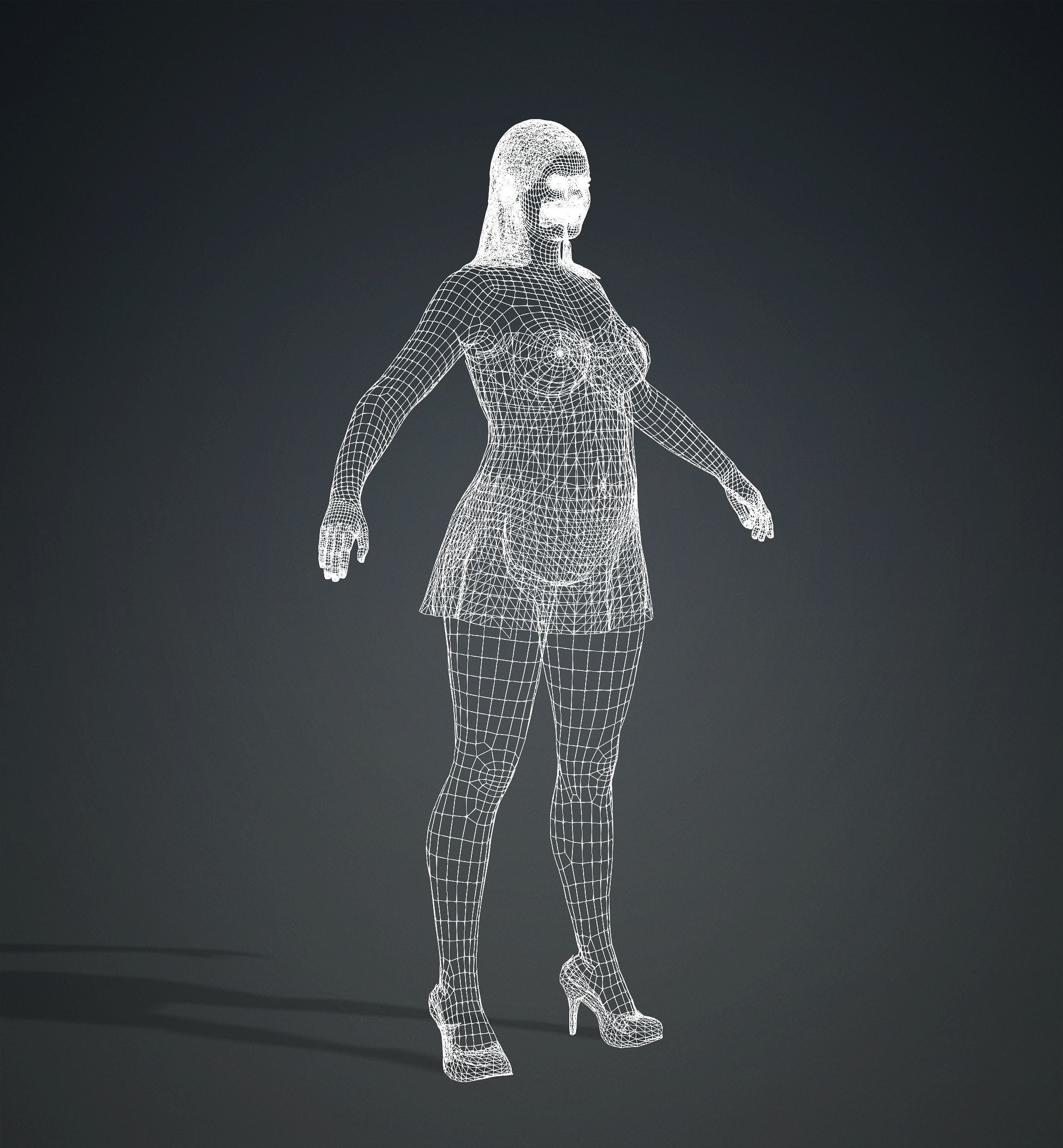 Margot Robbie Low-poly 3D model_26
