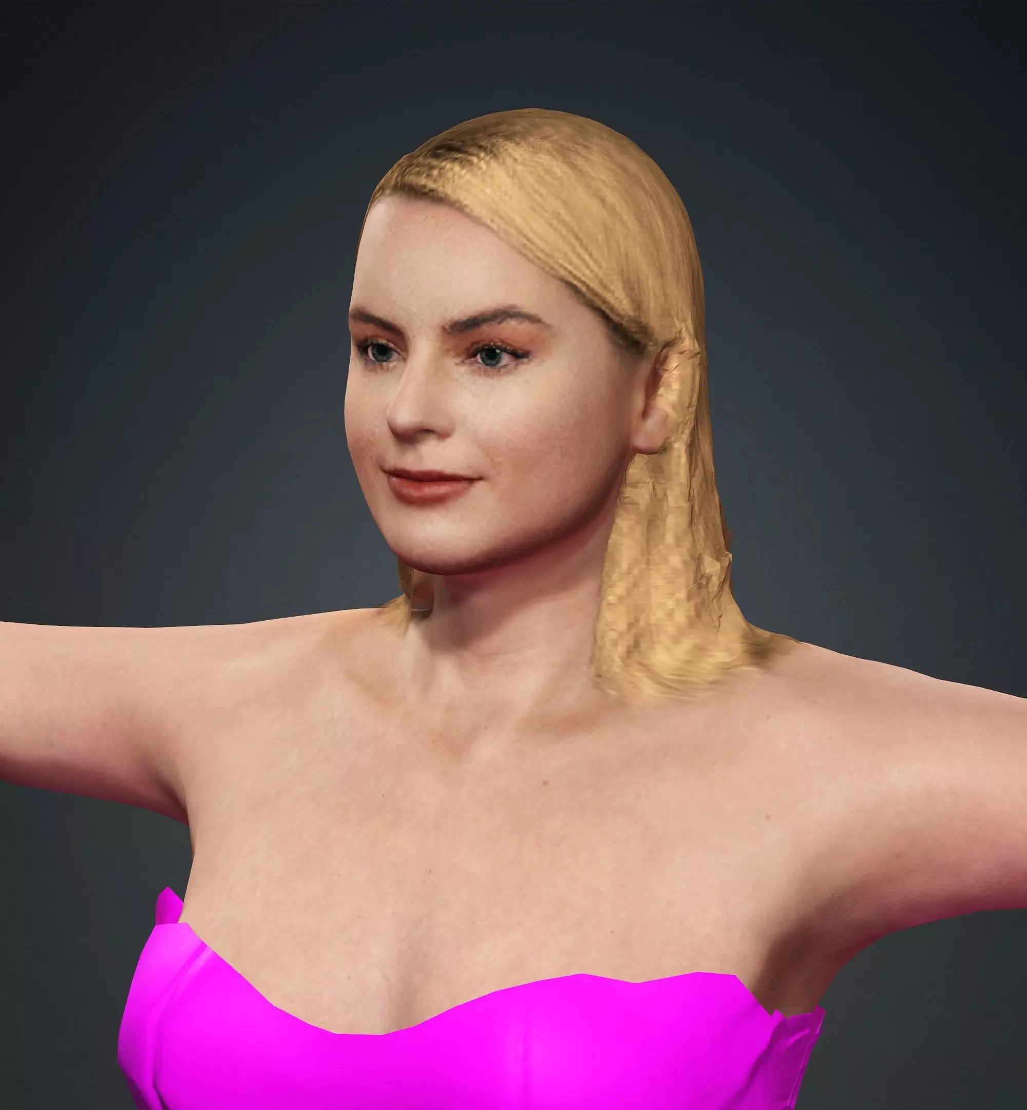 Margot Robbie Low-poly 3D model_0