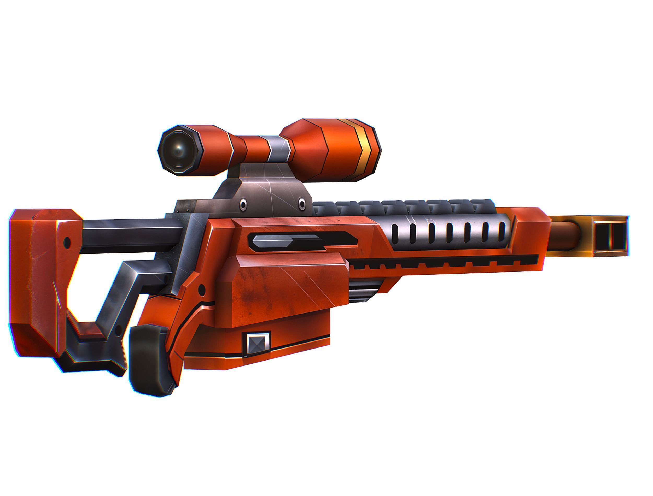 Cartoon Sci-Fi Cyborg Drone Sniper Soldier Low-poly 3D model_74