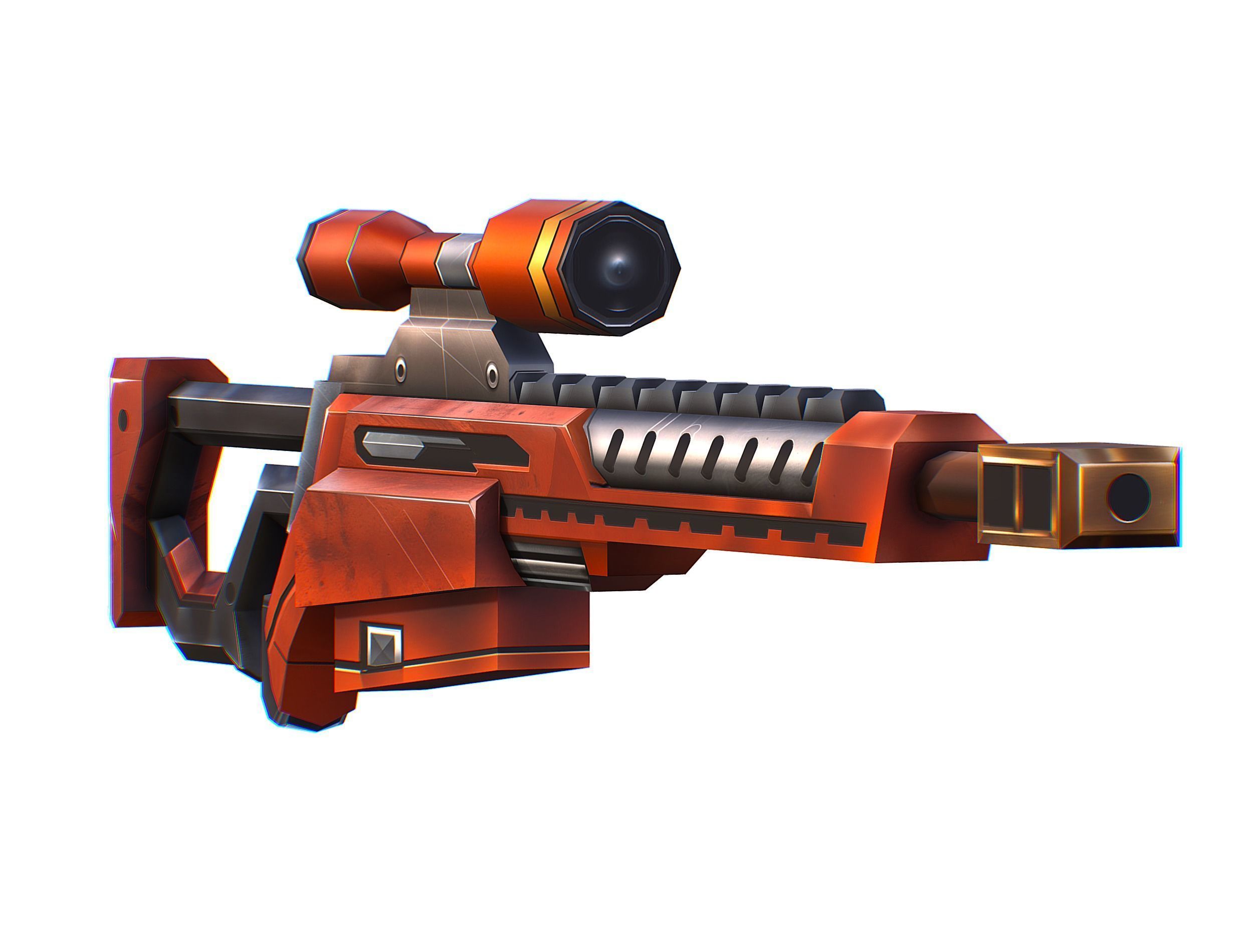 Cartoon Sci-Fi Cyborg Drone Sniper Soldier Low-poly 3D model_59