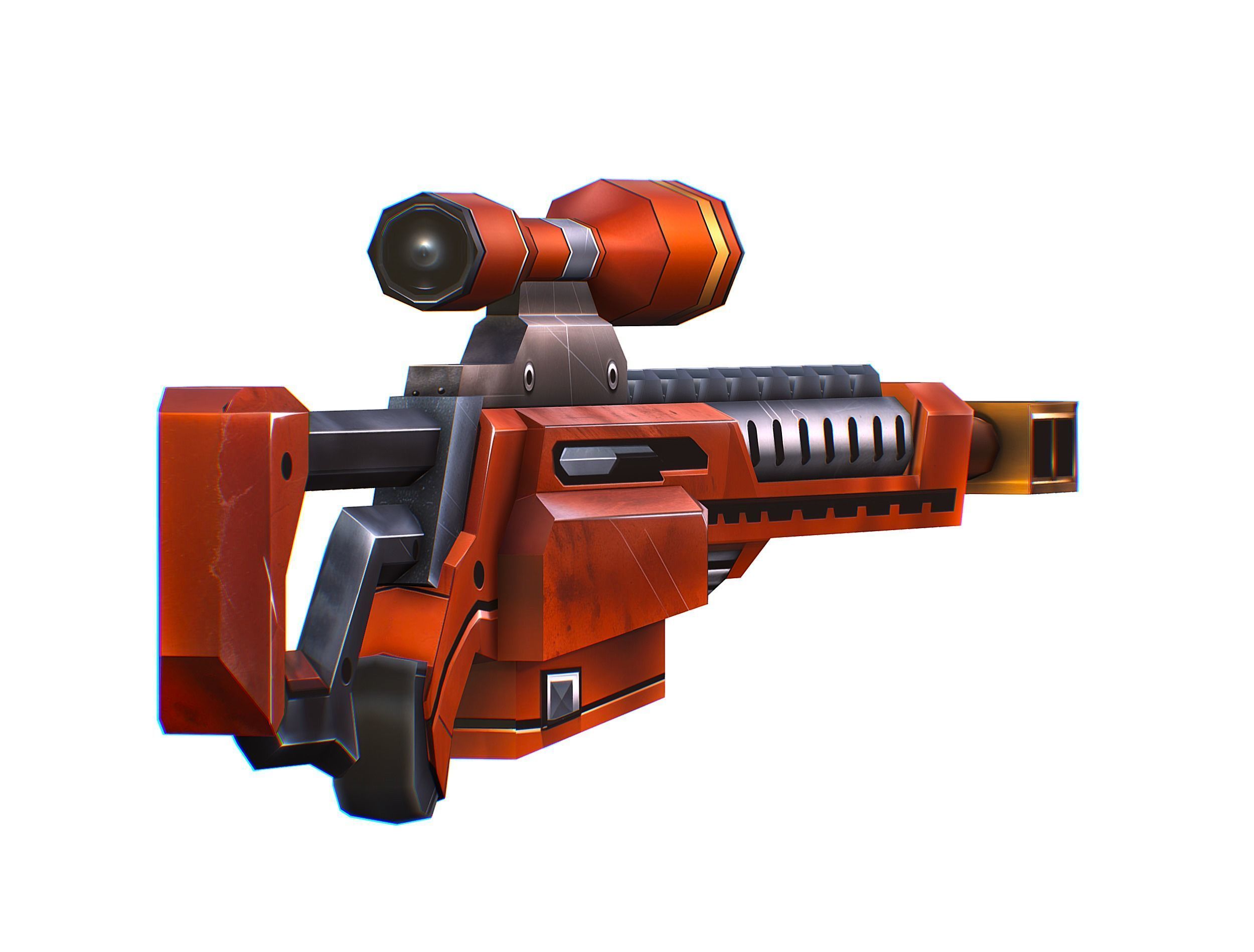 Cartoon Sci-Fi Cyborg Drone Sniper Soldier Low-poly 3D model_73