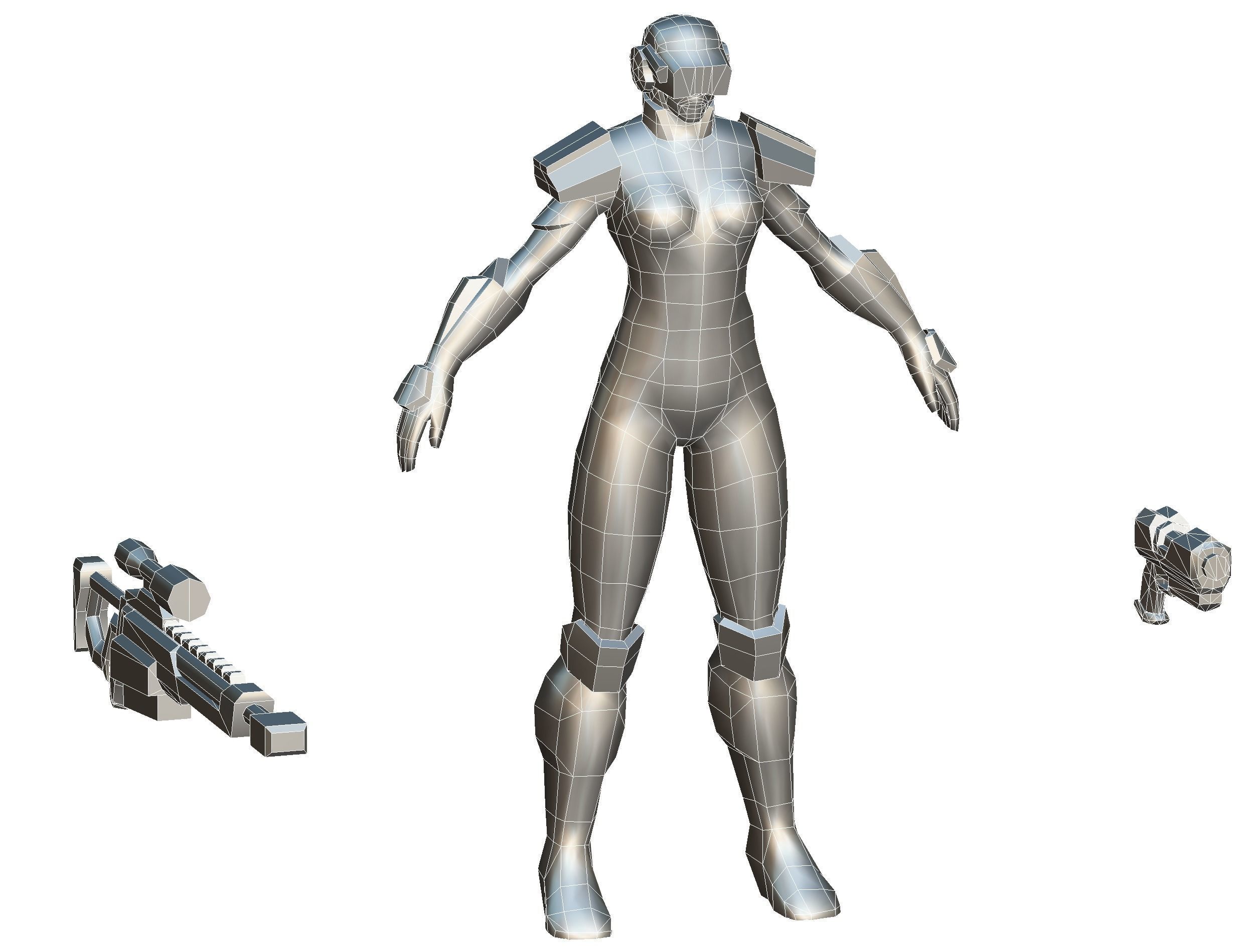 Cartoon Sci-Fi Cyborg Drone Sniper Soldier Low-poly 3D model_87